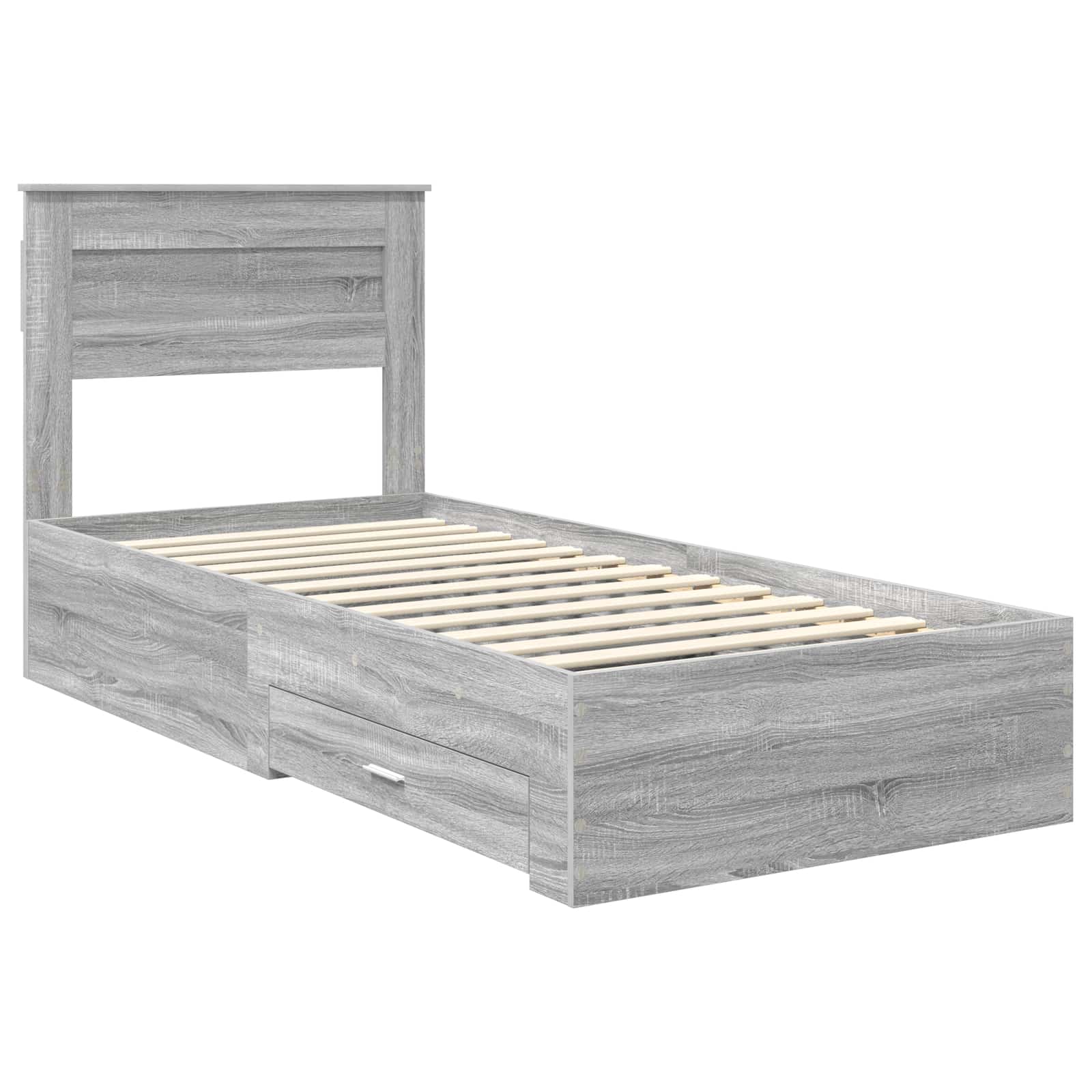 Bedframe met hoofdeinde Grijs Sonoma 90 x 200 cm Bewerkt hout is nu te koop bij PeponiXL, paradijselijk wonen!