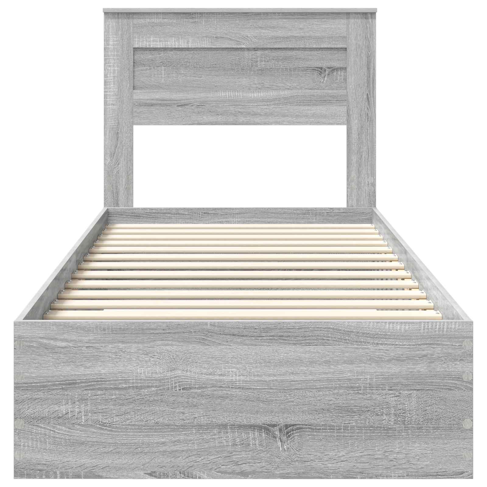 Bedframe met hoofdeinde Grijs Sonoma 90 x 200 cm Bewerkt hout is nu te koop bij PeponiXL, paradijselijk wonen!
