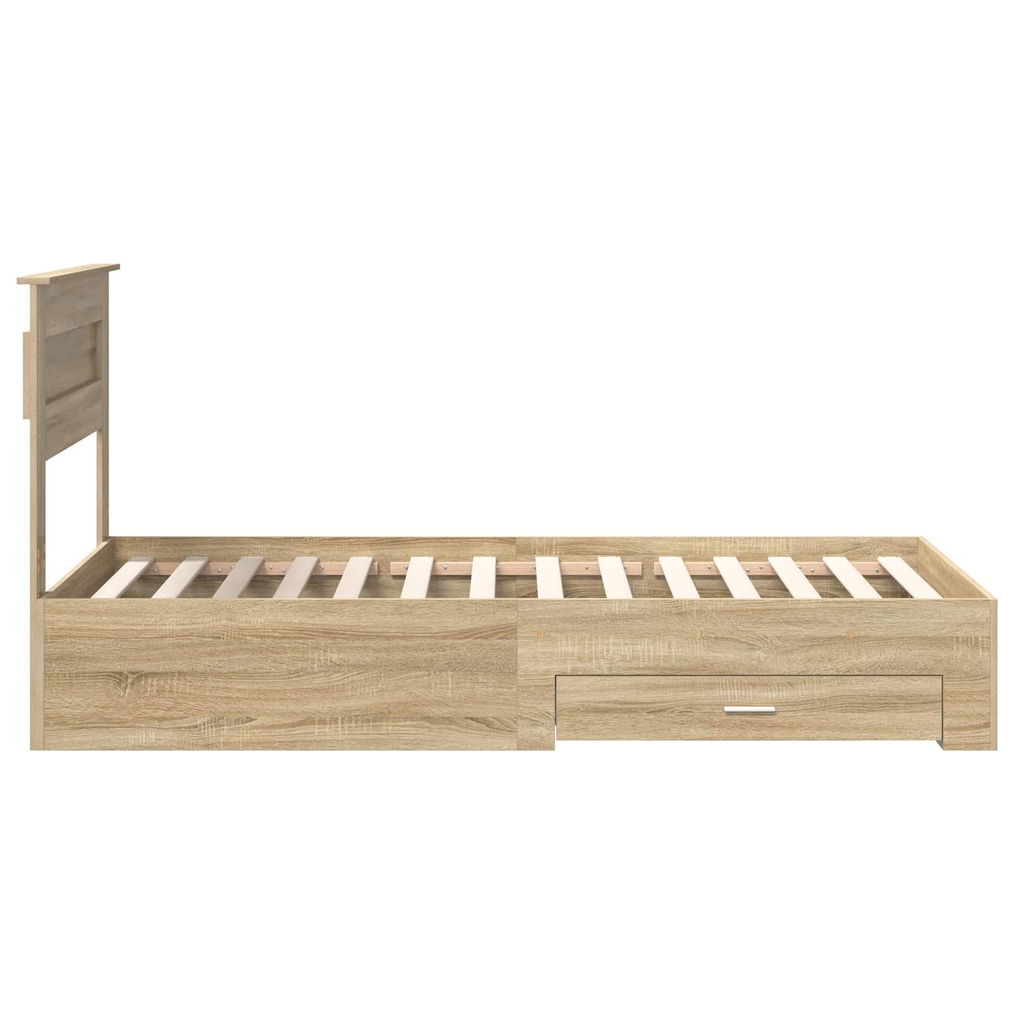 Bedframe Sonoma Eiken en Zilver 75 x 190 cm Bewerkt hout is nu te koop bij PeponiXL, paradijselijk wonen!