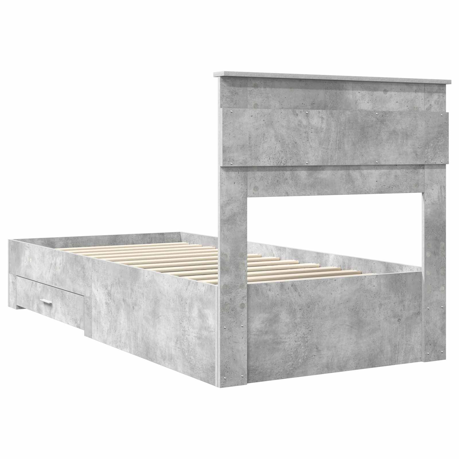 Bedframe Beton Grijs en Zilver 75 x 190 cm Bewerkt hout is nu te koop bij PeponiXL, paradijselijk wonen!