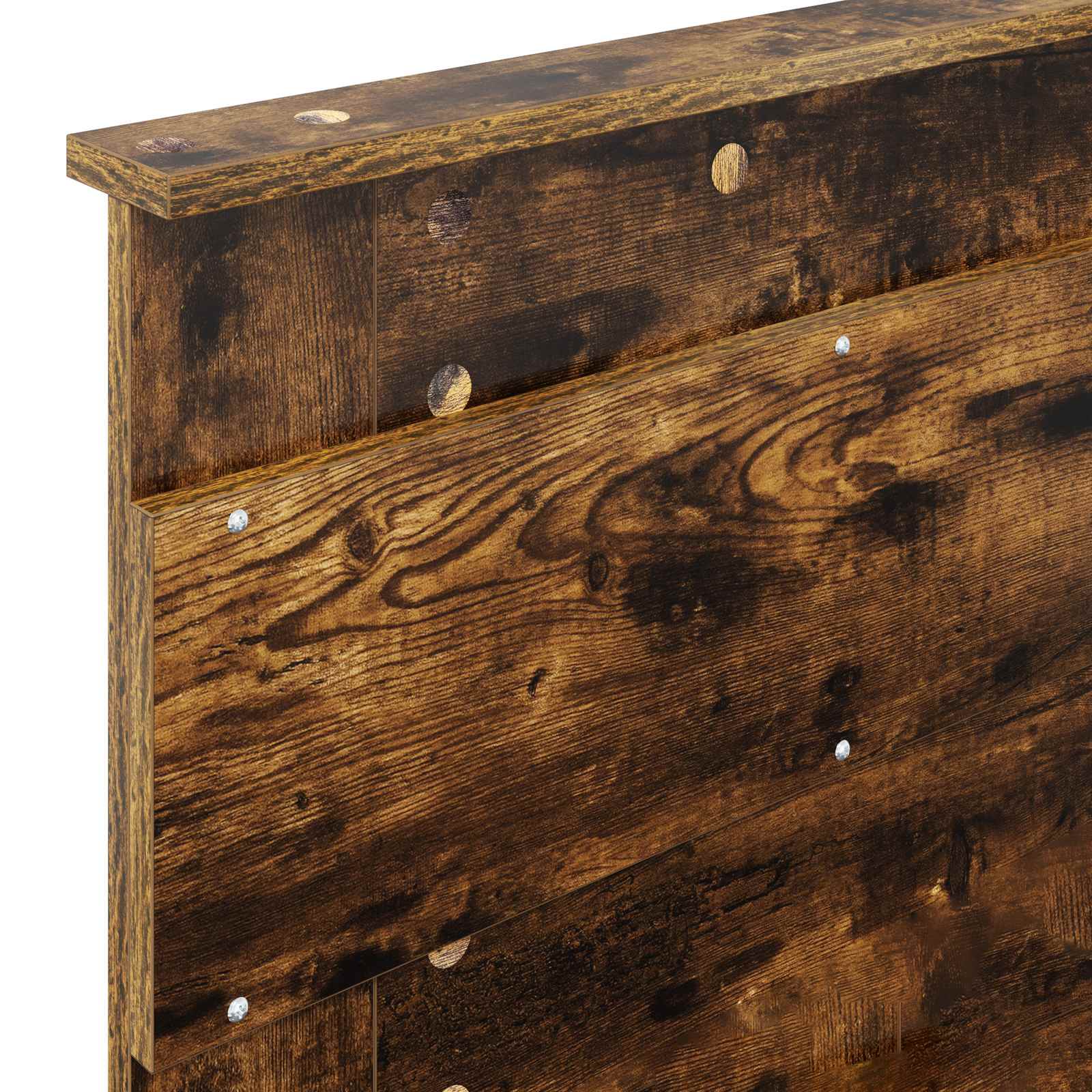 Bedframe Gerookt Eiken en Zilver 75 x 190 cm Bewerkt hout is nu te koop bij PeponiXL, paradijselijk wonen!