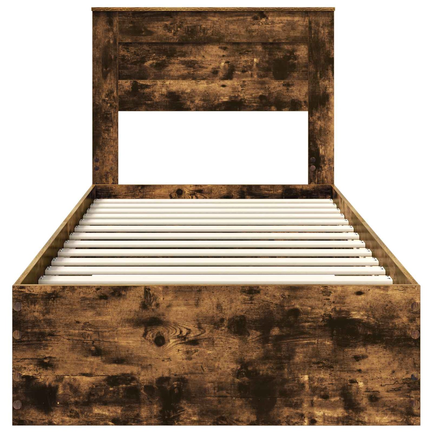 Bedframe Gerookt Eiken en Zilver 75 x 190 cm Bewerkt hout is nu te koop bij PeponiXL, paradijselijk wonen!