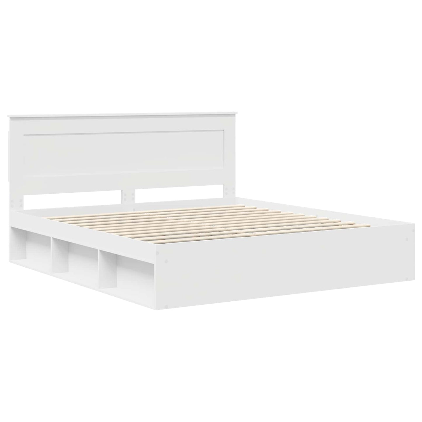 Bedframe met hoofdeinde Wit 200 x 200 cm Massief grenenhout is nu te koop bij PeponiXL, paradijselijk wonen!