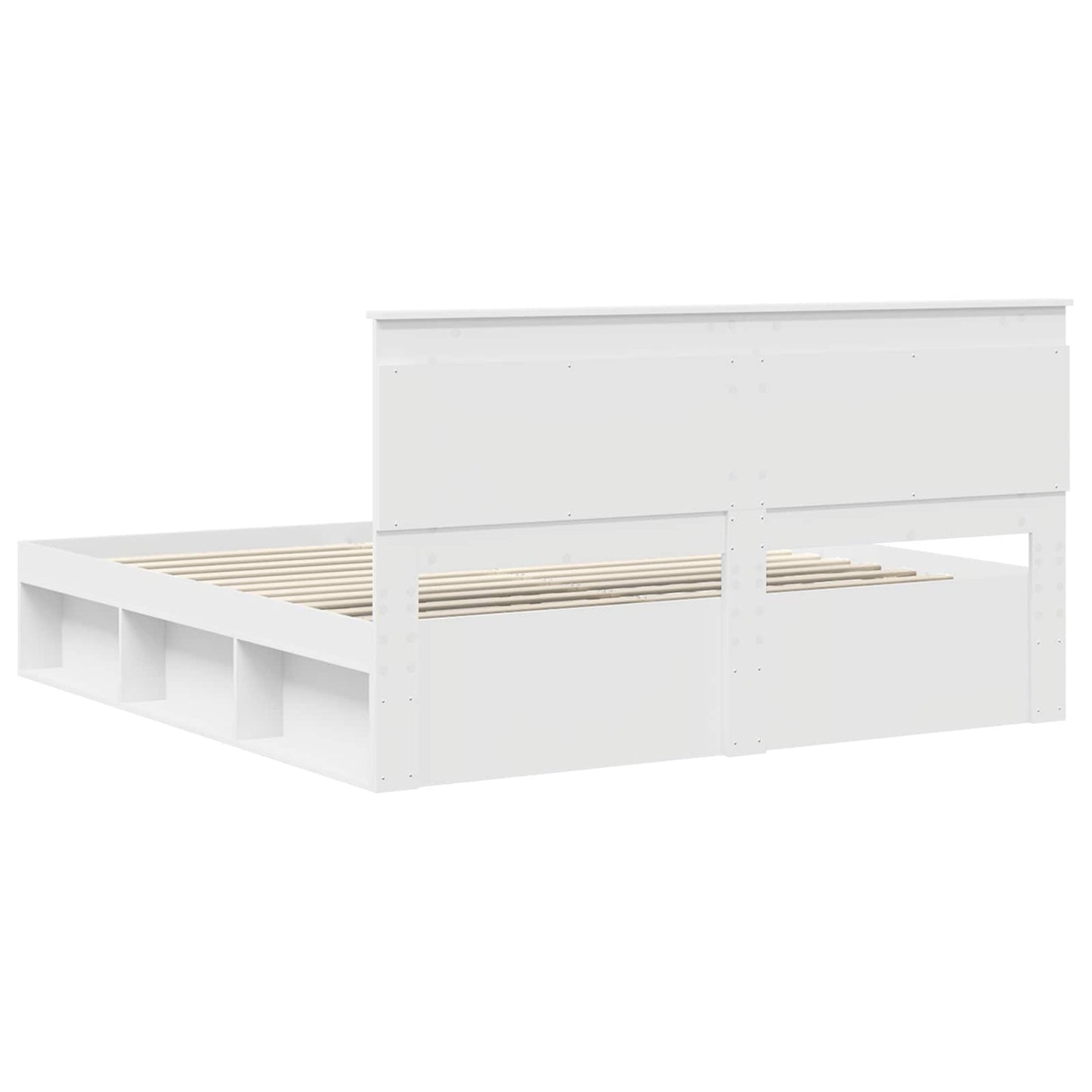 Bedframe met hoofdeinde Wit 200 x 200 cm Massief grenenhout is nu te koop bij PeponiXL, paradijselijk wonen!