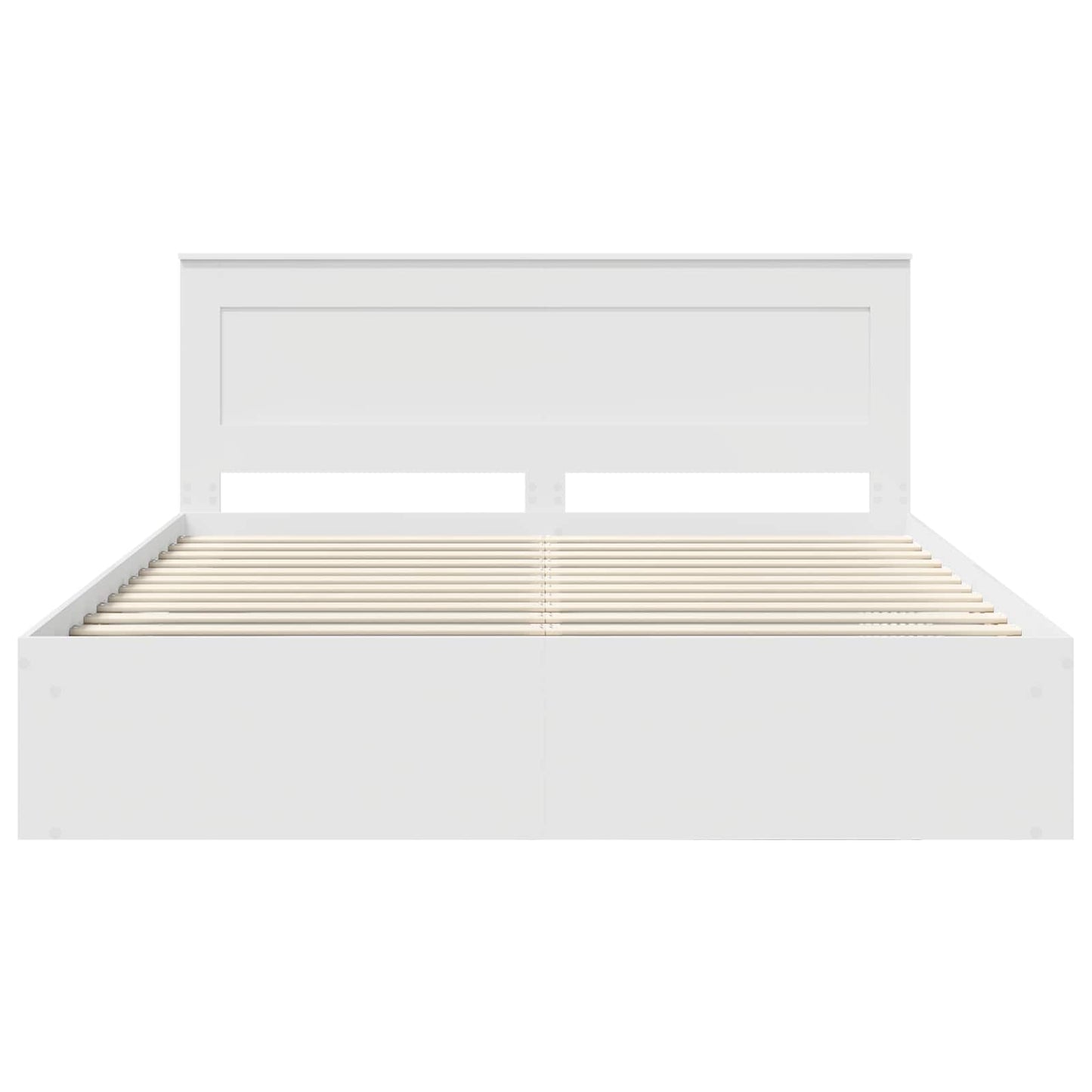 Bedframe met hoofdeinde Wit 200 x 200 cm Massief grenenhout is nu te koop bij PeponiXL, paradijselijk wonen!