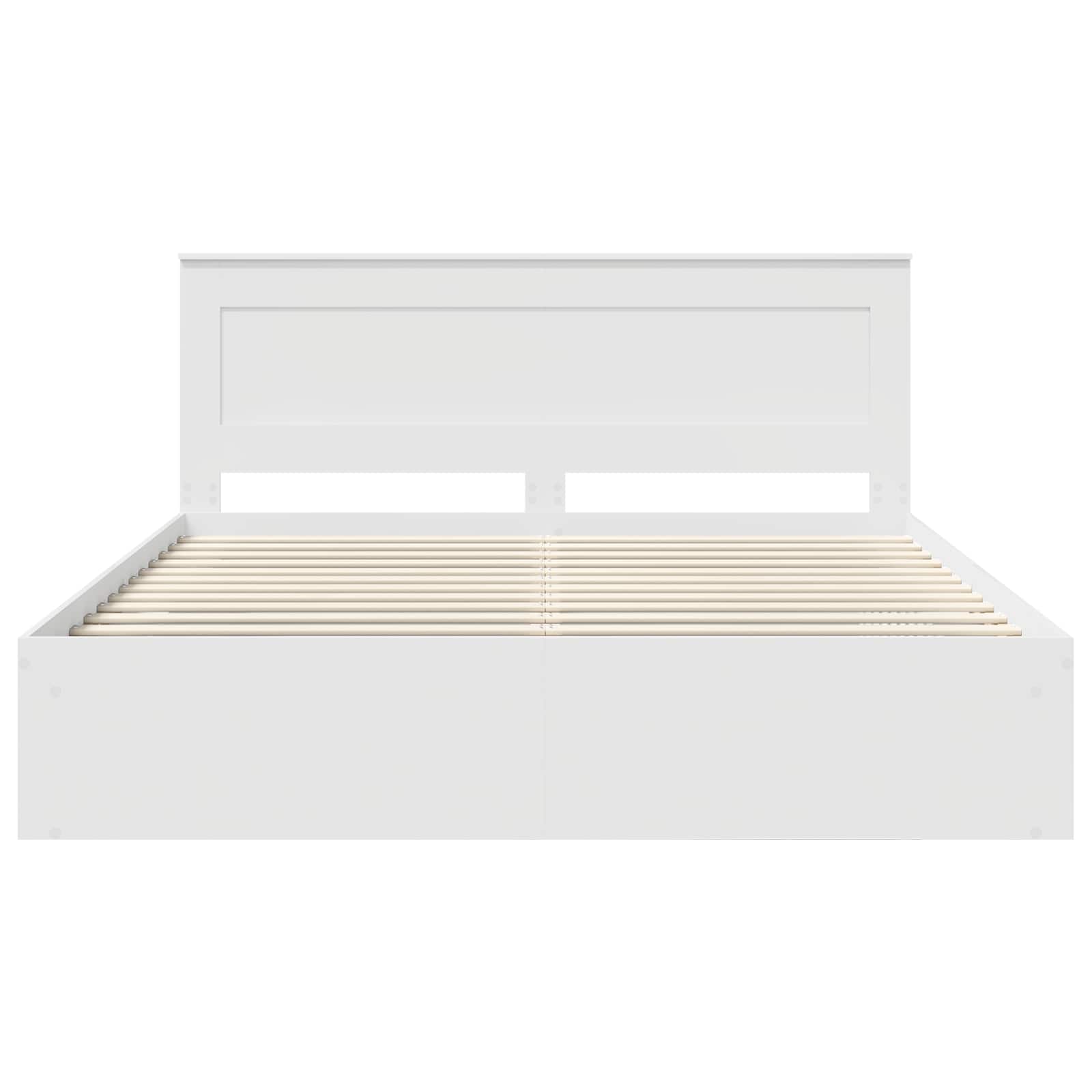 Bedframe met hoofdeinde Wit 200 x 200 cm Massief grenenhout is nu te koop bij PeponiXL, paradijselijk wonen!