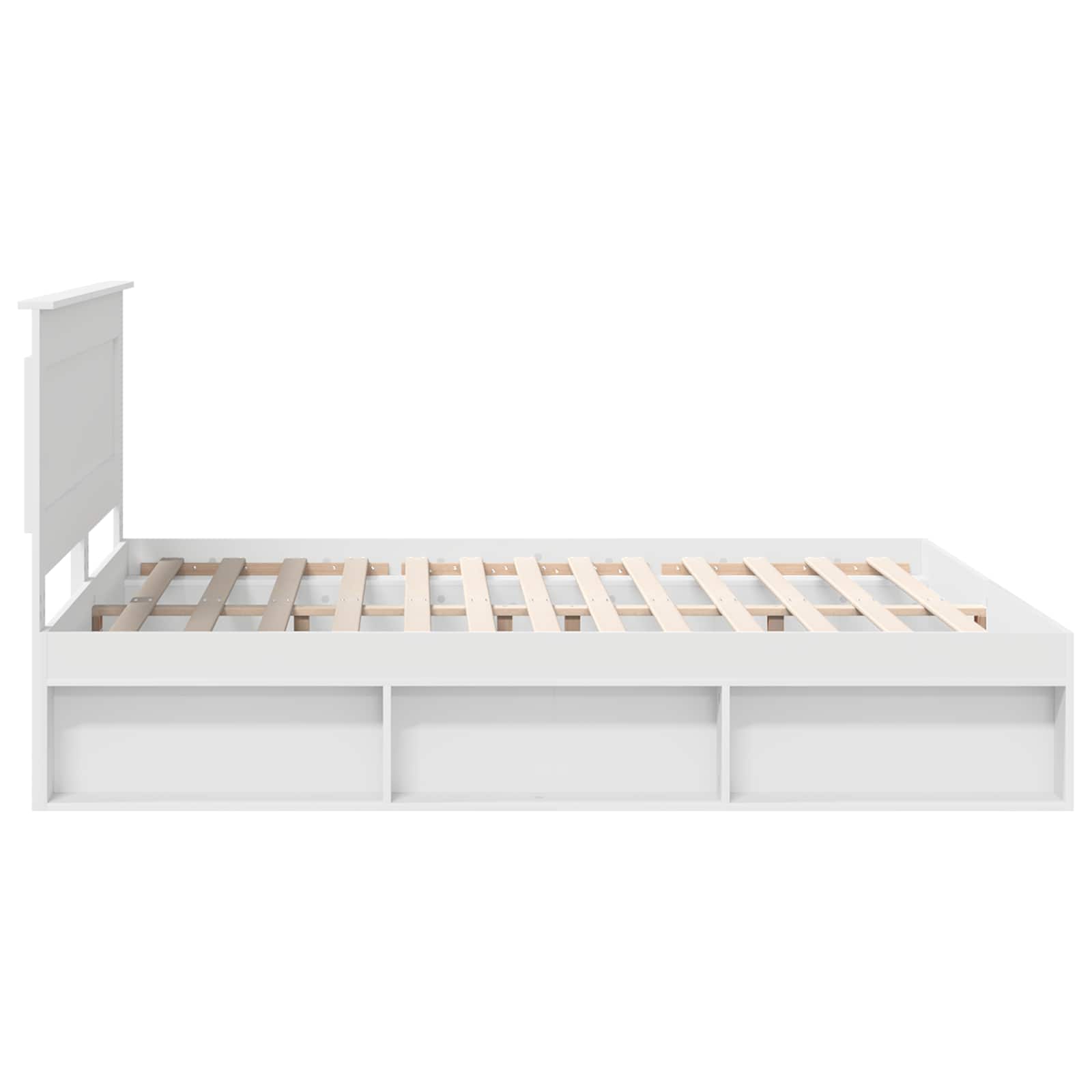 Bedframe met hoofdeinde Wit 200 x 200 cm Massief grenenhout is nu te koop bij PeponiXL, paradijselijk wonen!
