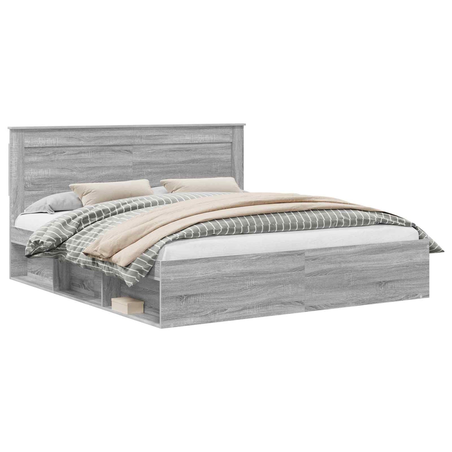 Bedframe Grijs Sonoma 200 x 200 cm Massief grenenhout is nu te koop bij PeponiXL, paradijselijk wonen!