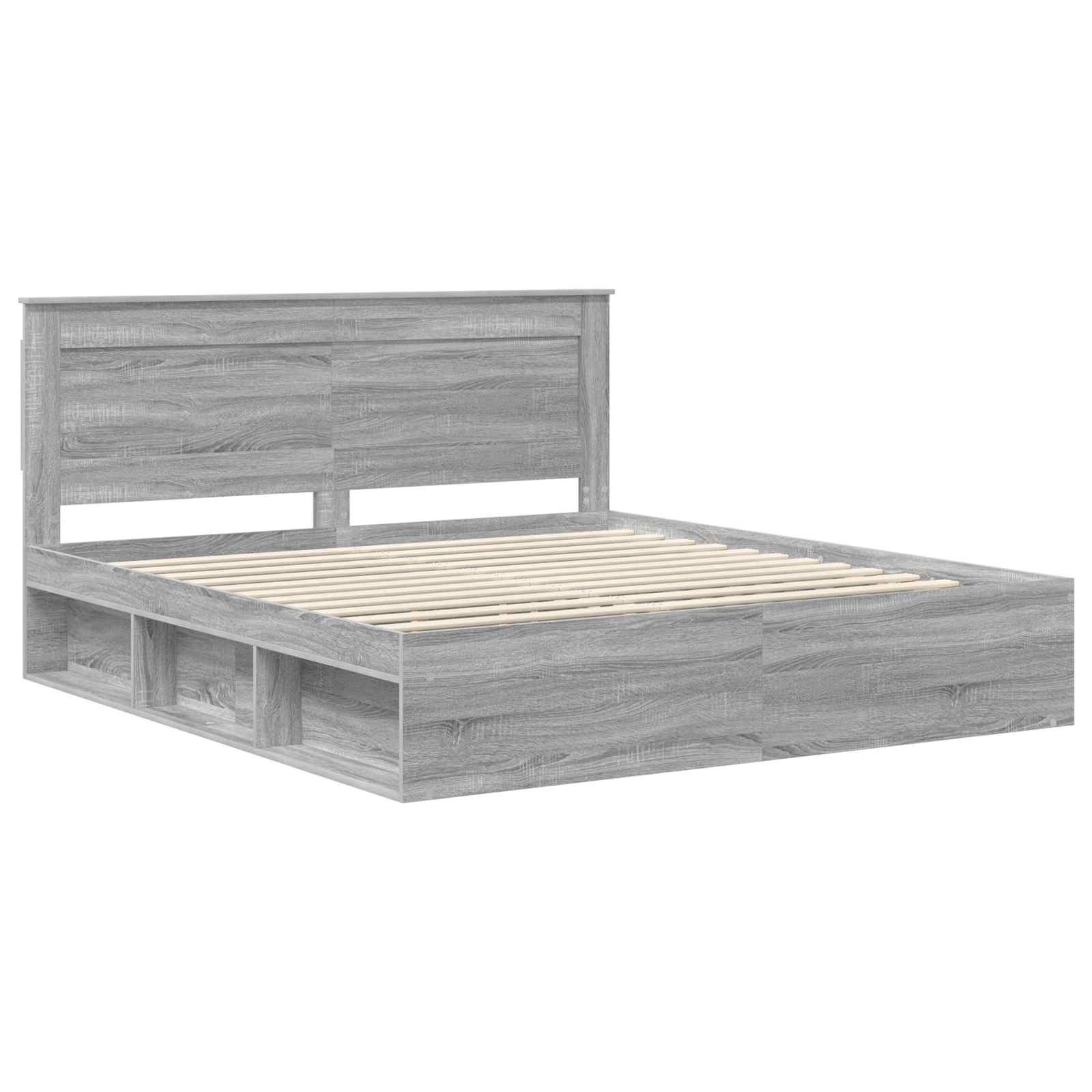Bedframe Grijs Sonoma 200 x 200 cm Massief grenenhout is nu te koop bij PeponiXL, paradijselijk wonen!