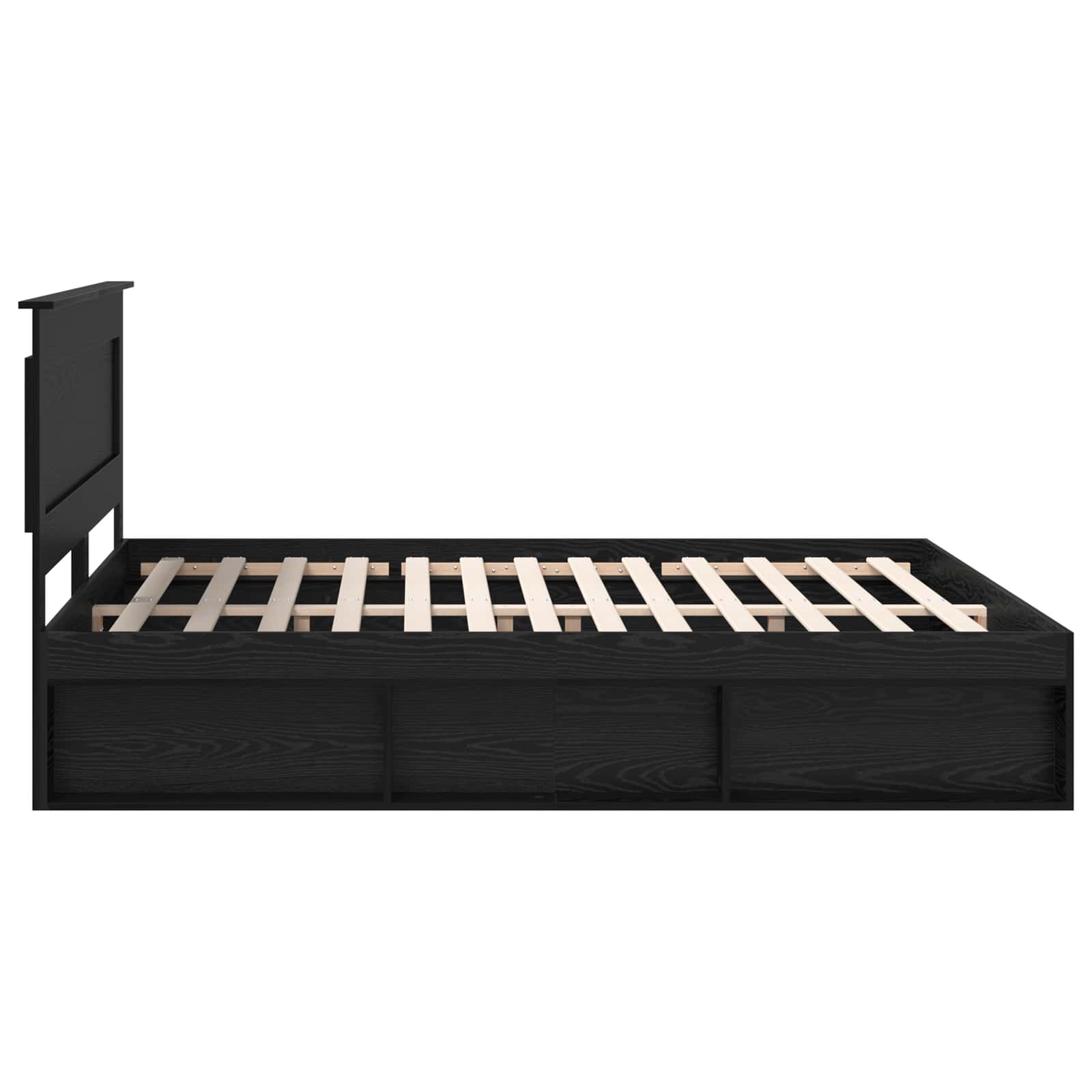 Bedframe met hoofdeinde Zwart 180 x 200 cm Massief grenenhout is nu te koop bij PeponiXL, paradijselijk wonen!