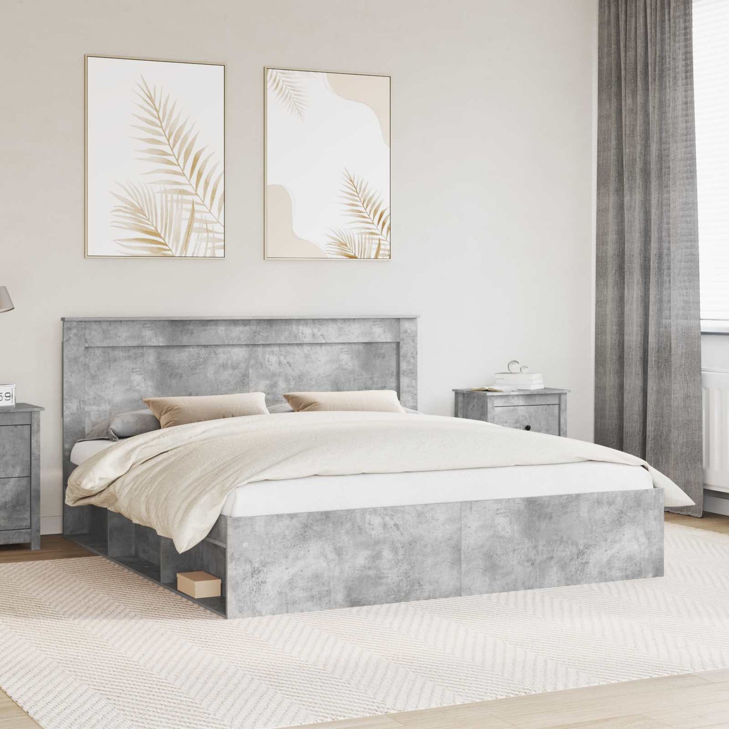Bedframe met hoofdeinde Beton 180 x 200 cm Massief grenenhout is nu te koop bij PeponiXL, paradijselijk wonen!