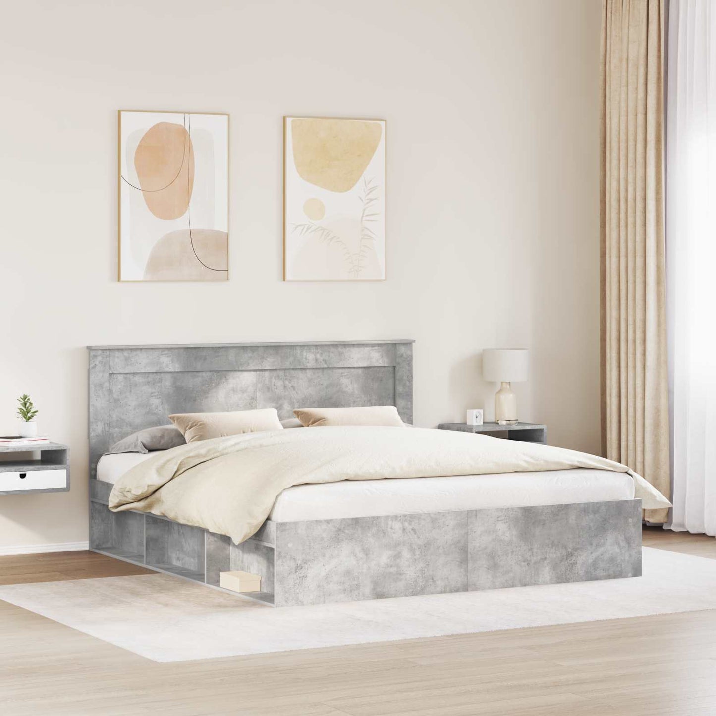 Bedframe met hoofdeinde Beton 180 x 200 cm Massief grenenhout is nu te koop bij PeponiXL, paradijselijk wonen!