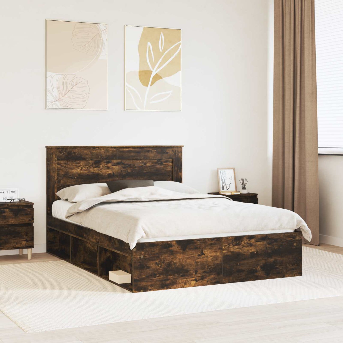 Bedframe Gerookt eiken 160 x 200 cm Massief grenenhout is nu te koop bij PeponiXL, paradijselijk wonen!