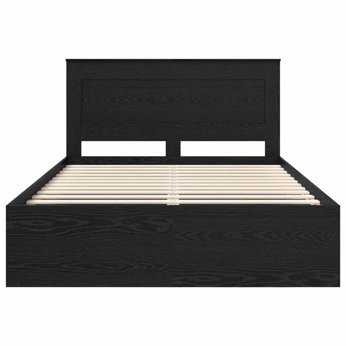 Bedframe met hoofdeinde Zwart 150 x 200 cm Massief grenenhout is nu te koop bij PeponiXL, paradijselijk wonen!