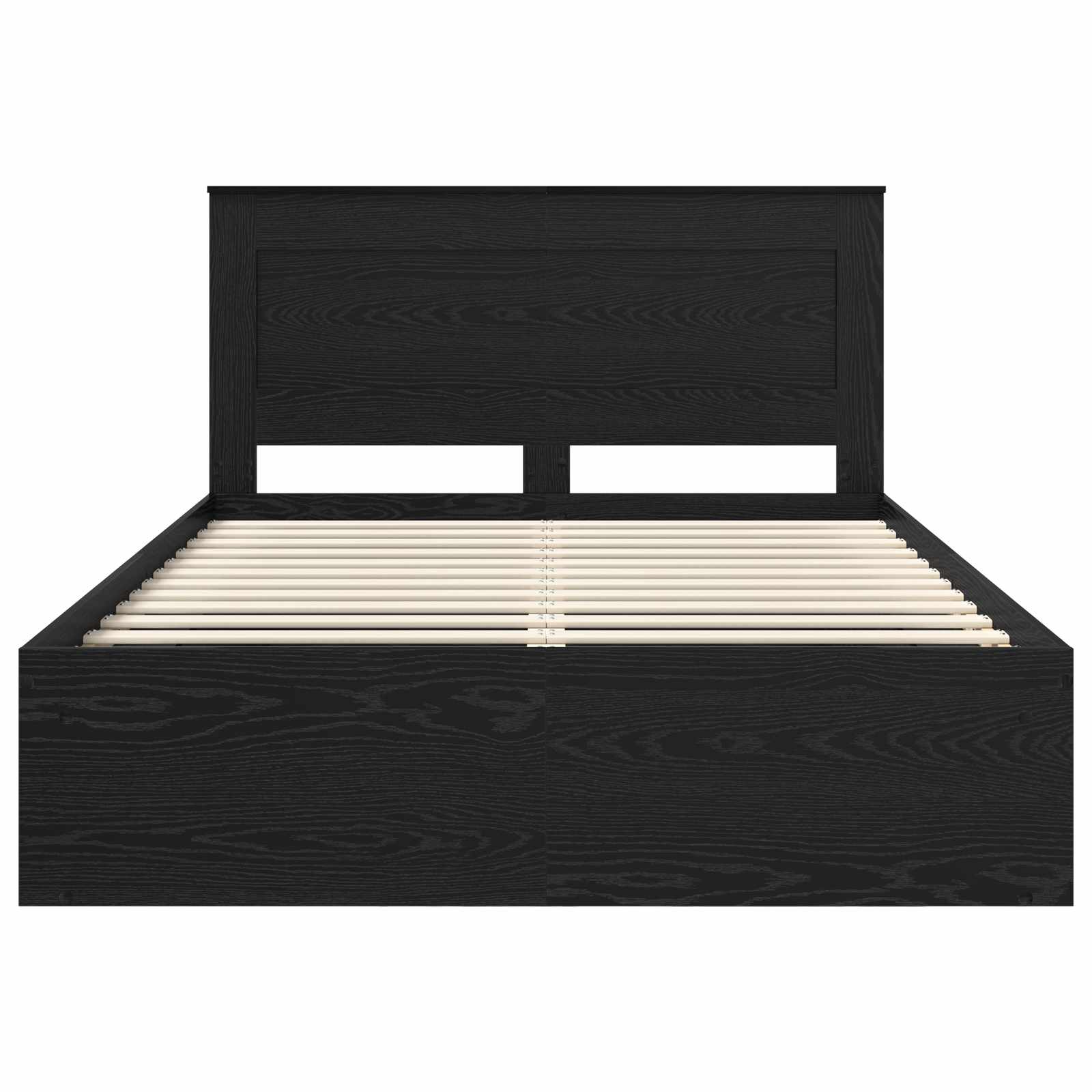 Bedframe met hoofdeinde Zwart 150 x 200 cm Massief grenenhout is nu te koop bij PeponiXL, paradijselijk wonen!