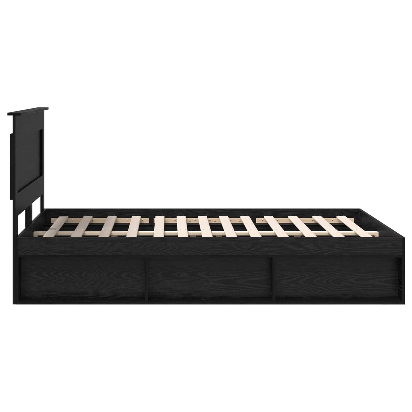 Bedframe met hoofdeinde Zwart 150 x 200 cm Massief grenenhout is nu te koop bij PeponiXL, paradijselijk wonen!