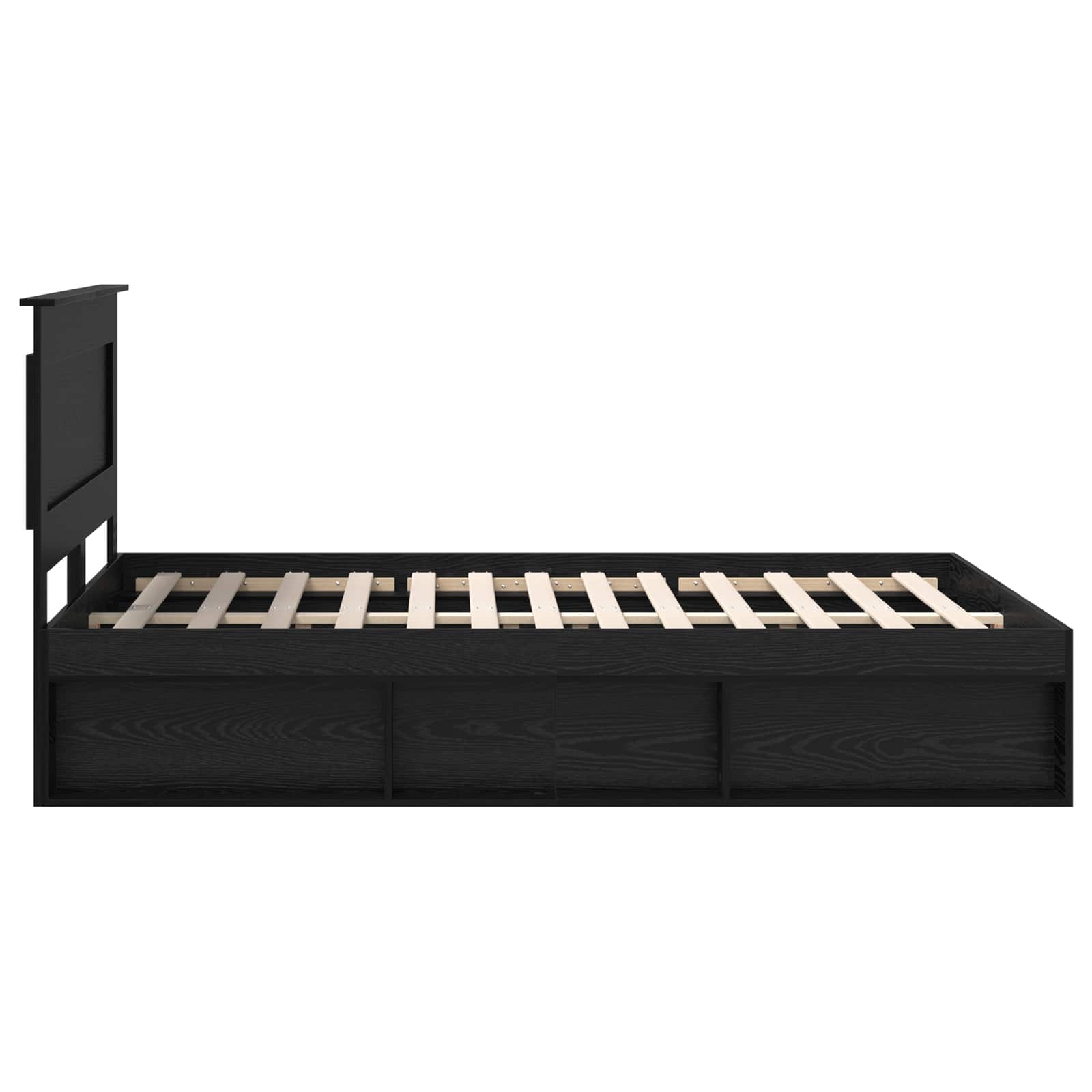 Bedframe met hoofdeinde Zwart 150 x 200 cm Massief grenenhout is nu te koop bij PeponiXL, paradijselijk wonen!
