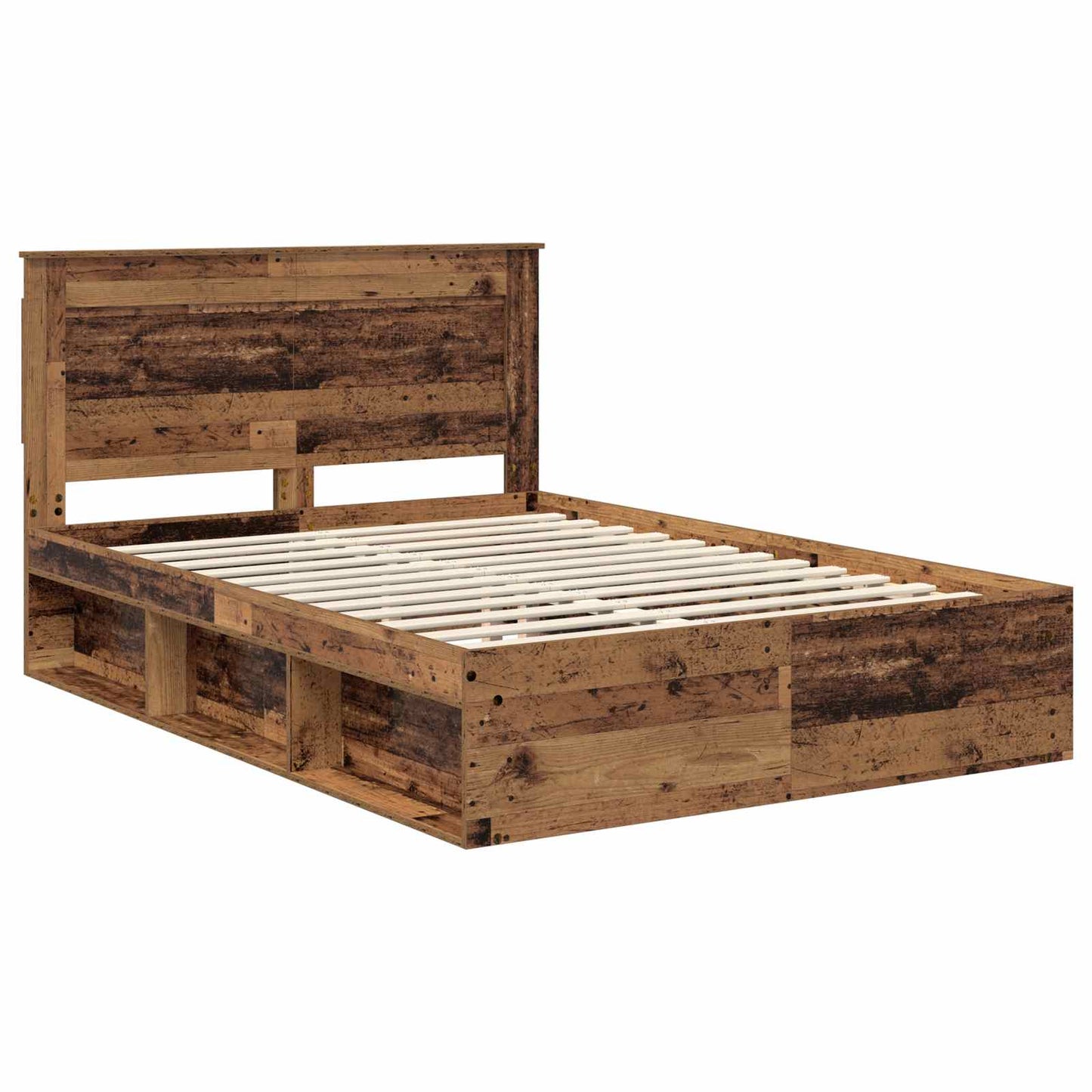 Bedframe met hoofdeinde Oudhout 150 x 200 cm Massief grenenhout is nu te koop bij PeponiXL, paradijselijk wonen!