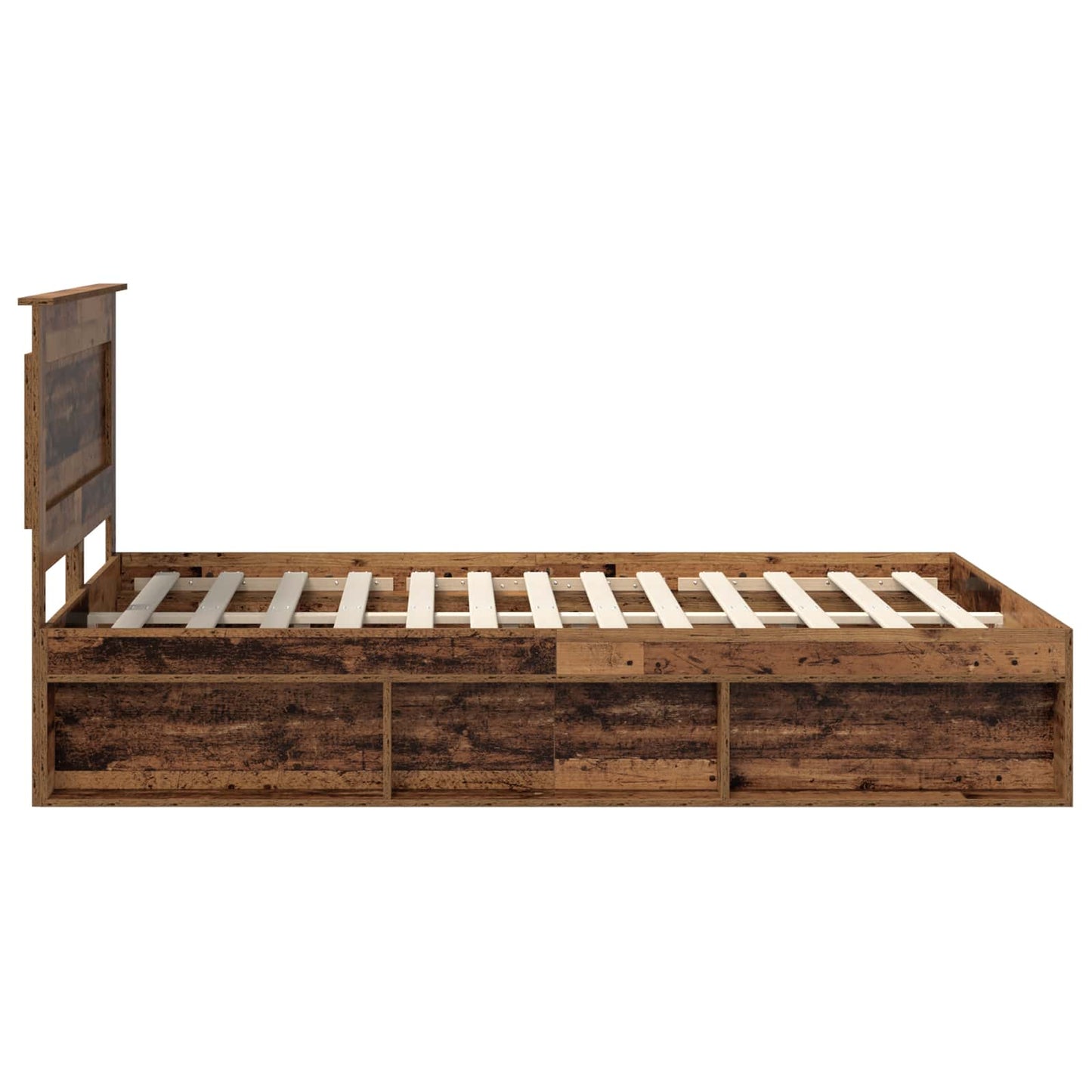 Bedframe met hoofdeinde Oudhout 150 x 200 cm Massief grenenhout is nu te koop bij PeponiXL, paradijselijk wonen!