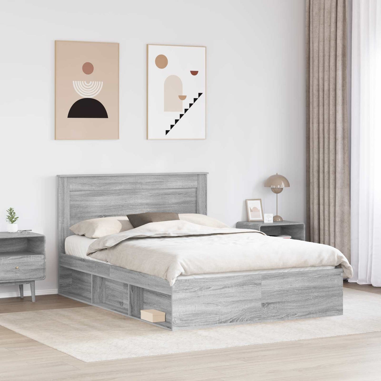 Bedframe Grijs Sonoma 140 x 190 cm Massief grenenhout is nu te koop bij PeponiXL, paradijselijk wonen!