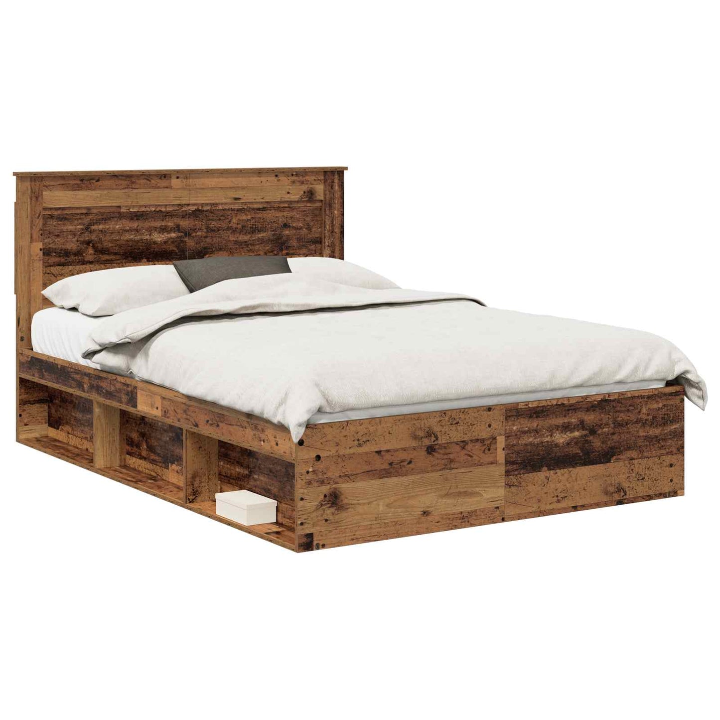 Bedframe met hoofdeinde Oudhout 140 x 190 cm Massief grenenhout is nu te koop bij PeponiXL, paradijselijk wonen!