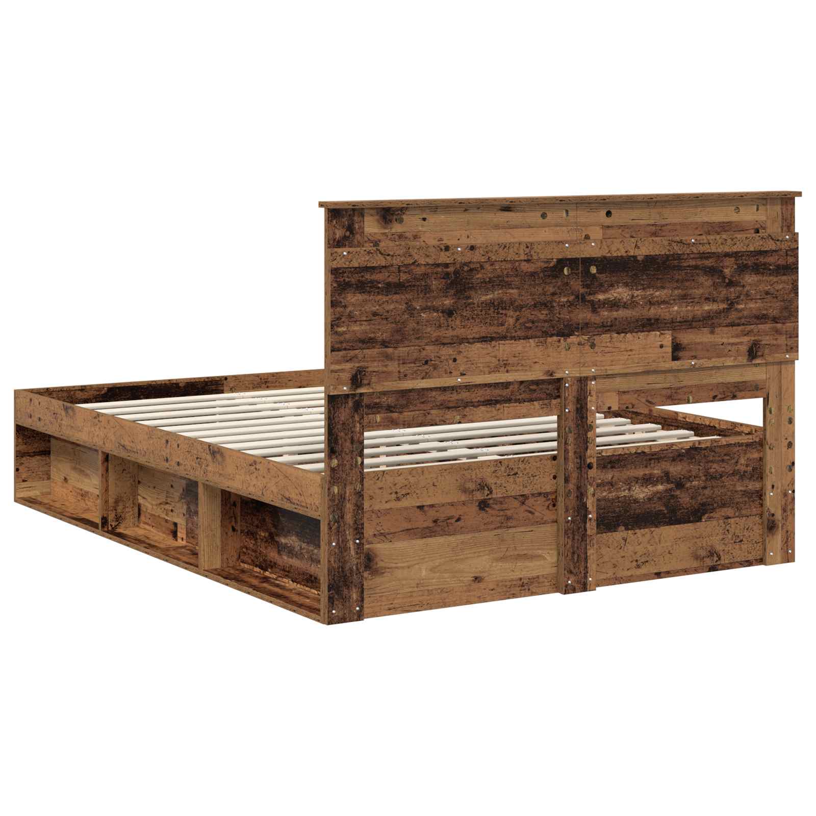 Bedframe met hoofdeinde Oudhout 140 x 190 cm Massief grenenhout is nu te koop bij PeponiXL, paradijselijk wonen!