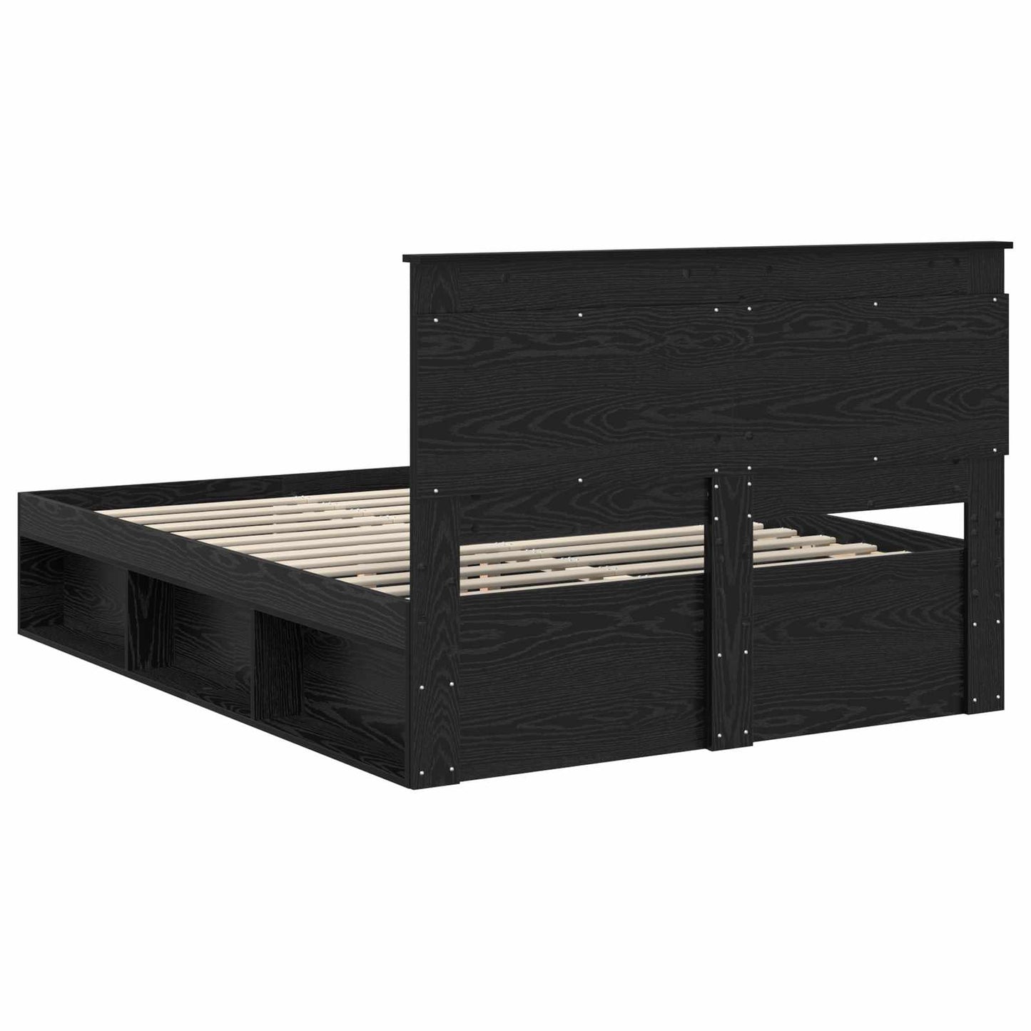 Bedframe met hoofdeinde Zwart 140 x 190 cm Massief grenenhout is nu te koop bij PeponiXL, paradijselijk wonen!