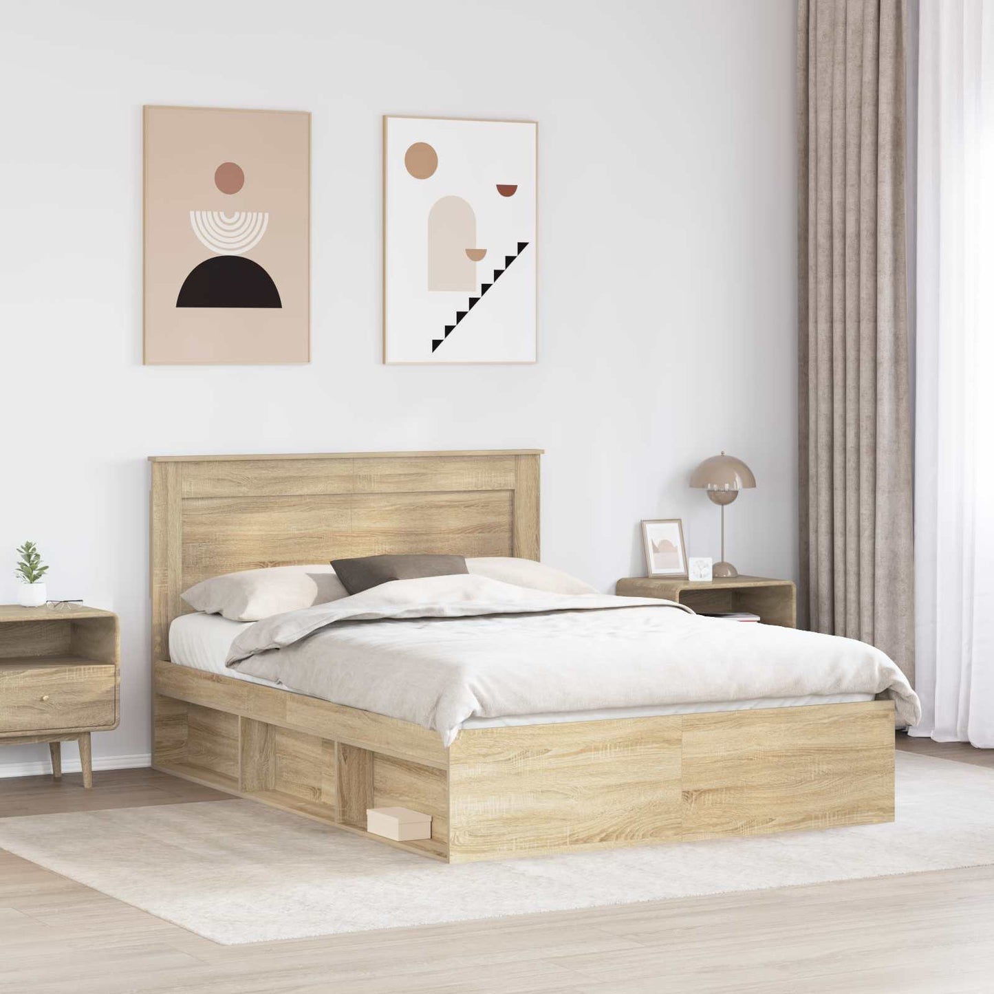 Bedframe met hoofdeinde Sonoma 140 x 200 cm Massief grenenhout is nu te koop bij PeponiXL, paradijselijk wonen!