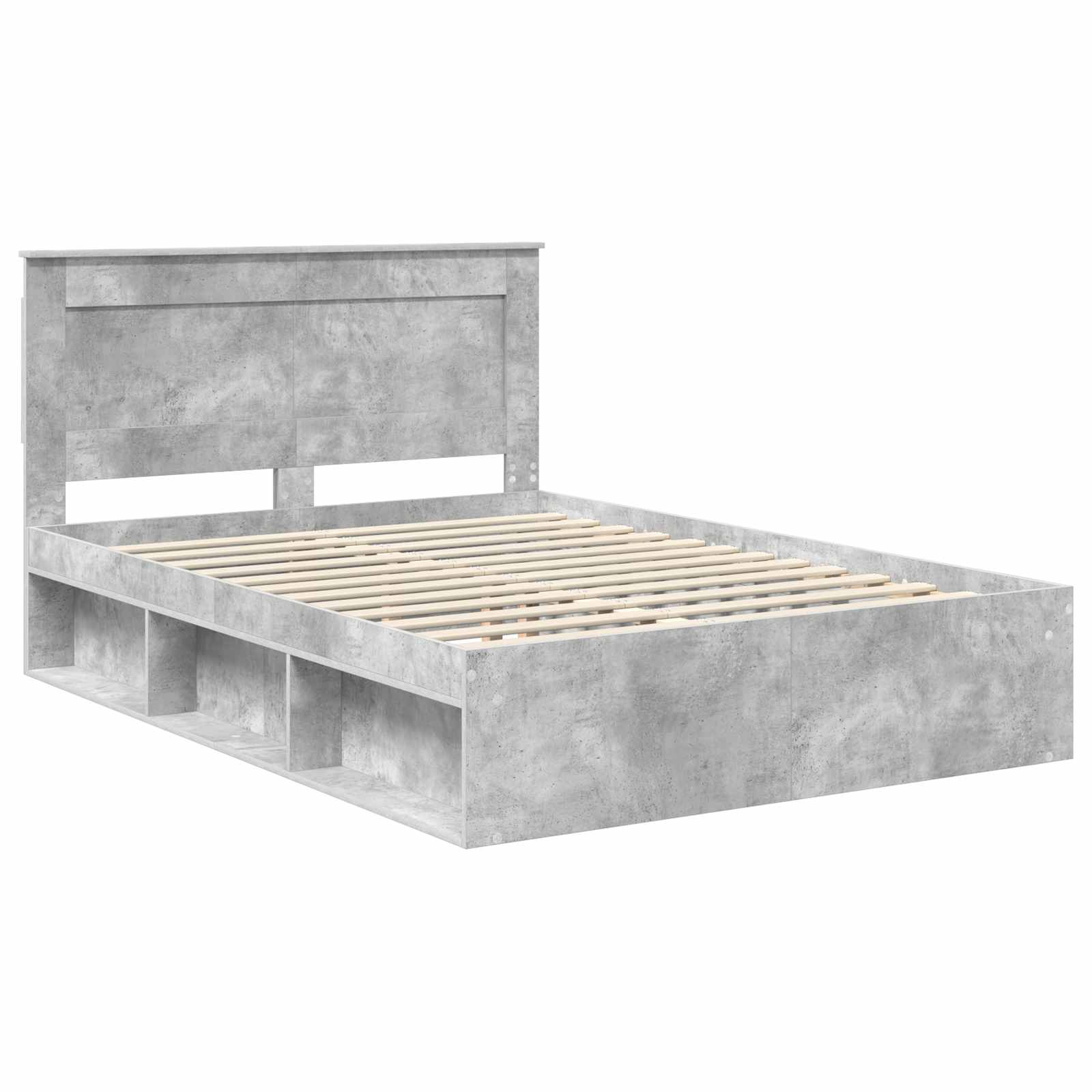 Bedframe met hoofdeinde Beton 140 x 200 cm Massief grenenhout is nu te koop bij PeponiXL, paradijselijk wonen!