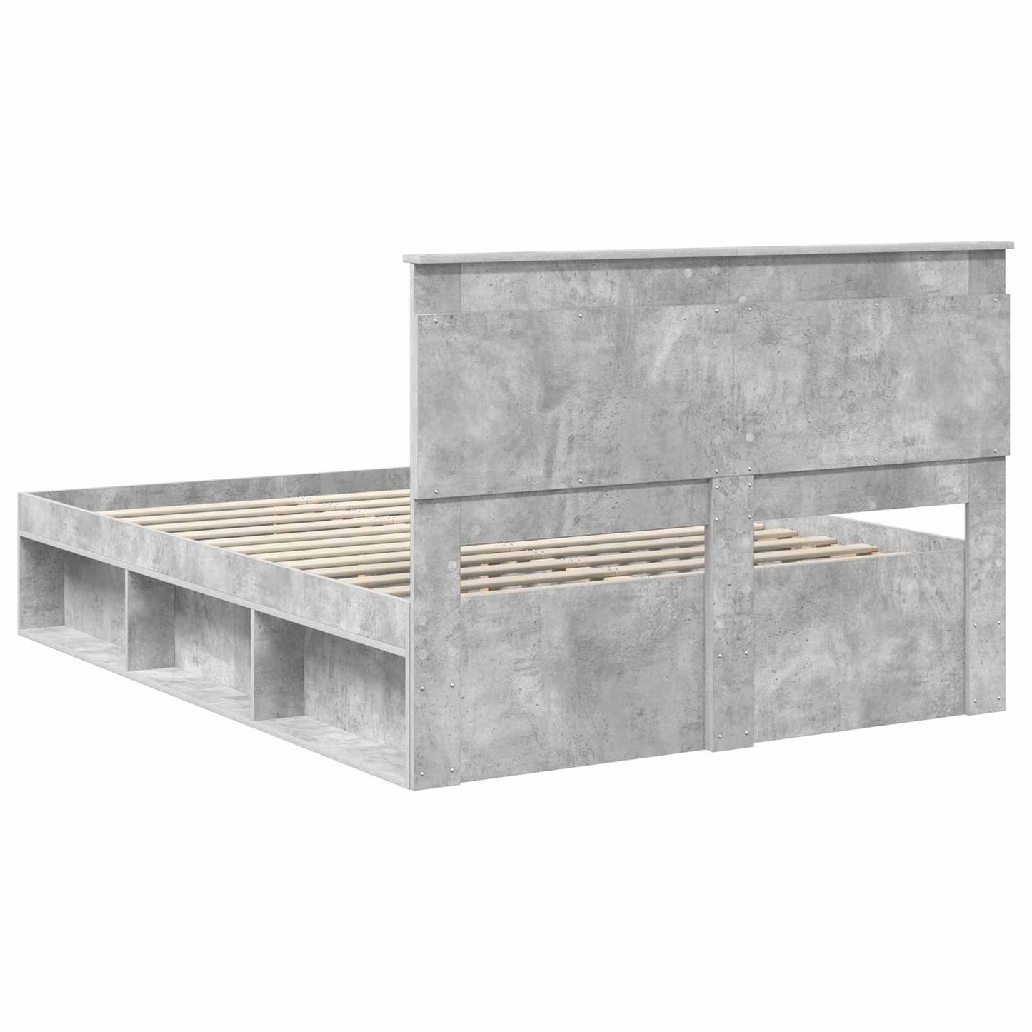 Bedframe met hoofdeinde Beton 140 x 200 cm Massief grenenhout is nu te koop bij PeponiXL, paradijselijk wonen!