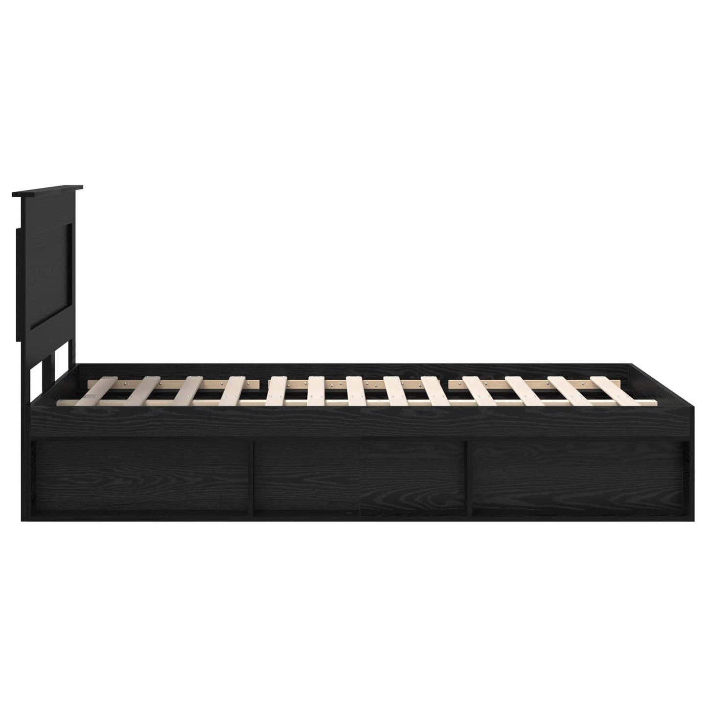 Bedframe met hoofdeinde Zwart 135 x 190 cm Massief grenenhout is nu te koop bij PeponiXL, paradijselijk wonen!