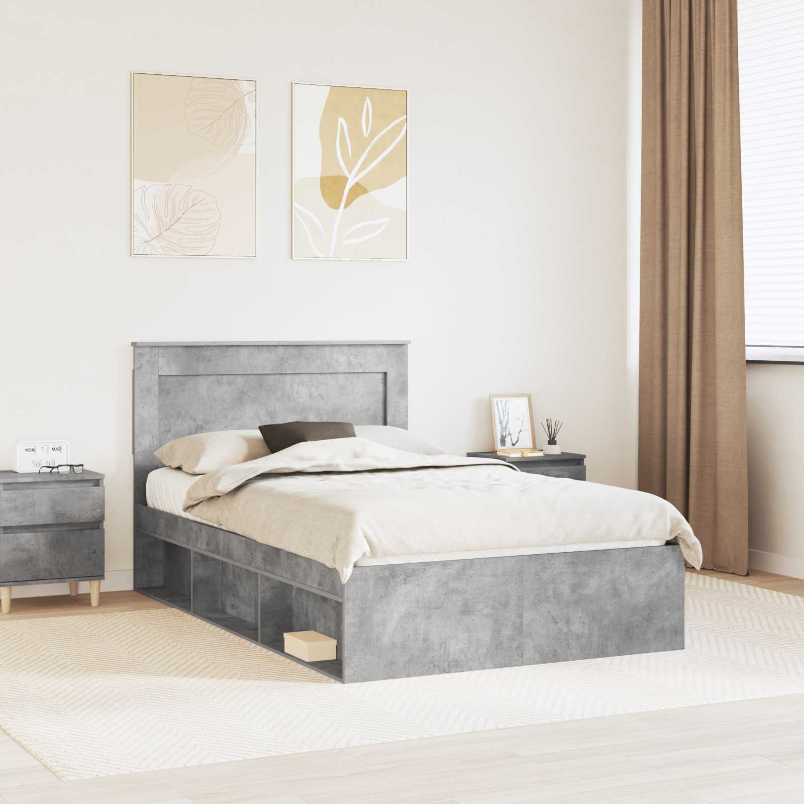Bedframe Concerte Grijs 135 x 190 cm Massief grenenhout is nu te koop bij PeponiXL, paradijselijk wonen!