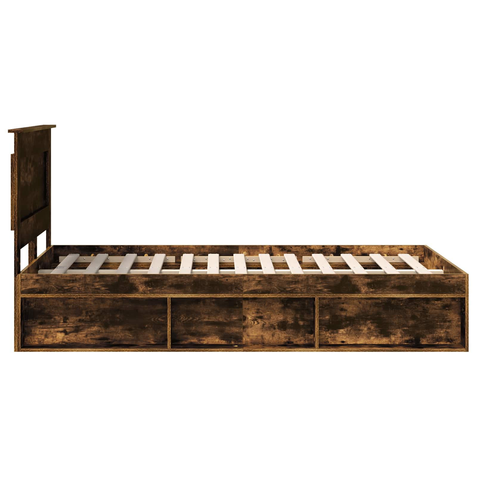 Bedframe met lade Gerookt eiken 135 x 190 cm Massief grenenhout is nu te koop bij PeponiXL, paradijselijk wonen!