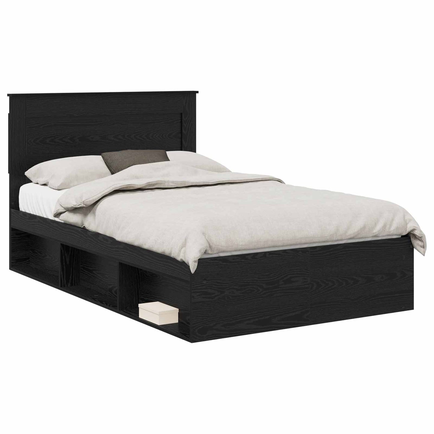 Bedframe met hoofdeinde Zwart 120 x 190 cm Massief grenenhout is nu te koop bij PeponiXL, paradijselijk wonen!
