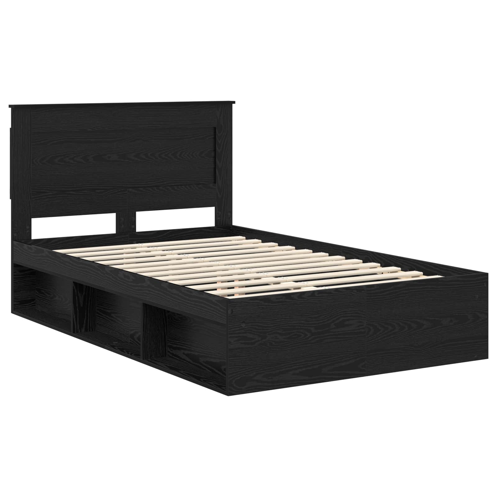 Bedframe met hoofdeinde Zwart 120 x 190 cm Massief grenenhout is nu te koop bij PeponiXL, paradijselijk wonen!