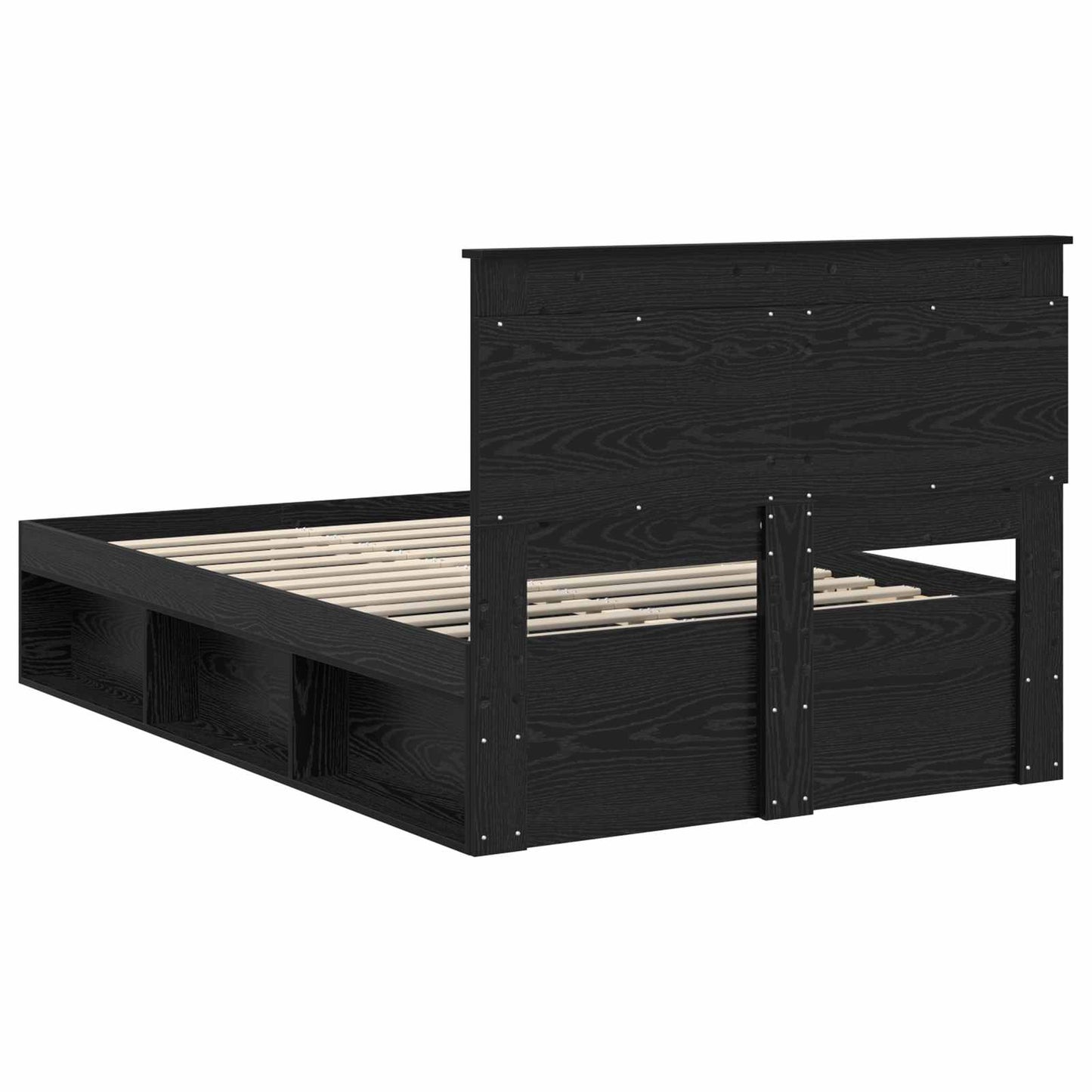 Bedframe met hoofdeinde Zwart 120 x 190 cm Massief grenenhout is nu te koop bij PeponiXL, paradijselijk wonen!