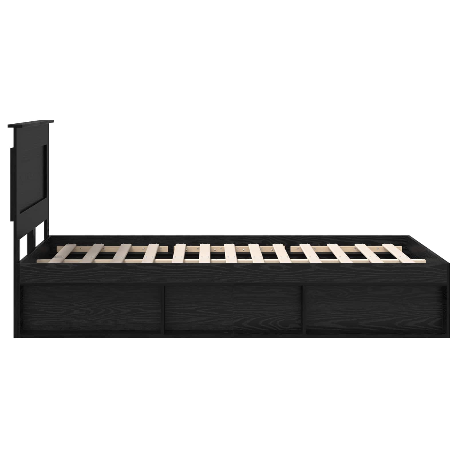 Bedframe met hoofdeinde Zwart 120 x 190 cm Massief grenenhout is nu te koop bij PeponiXL, paradijselijk wonen!