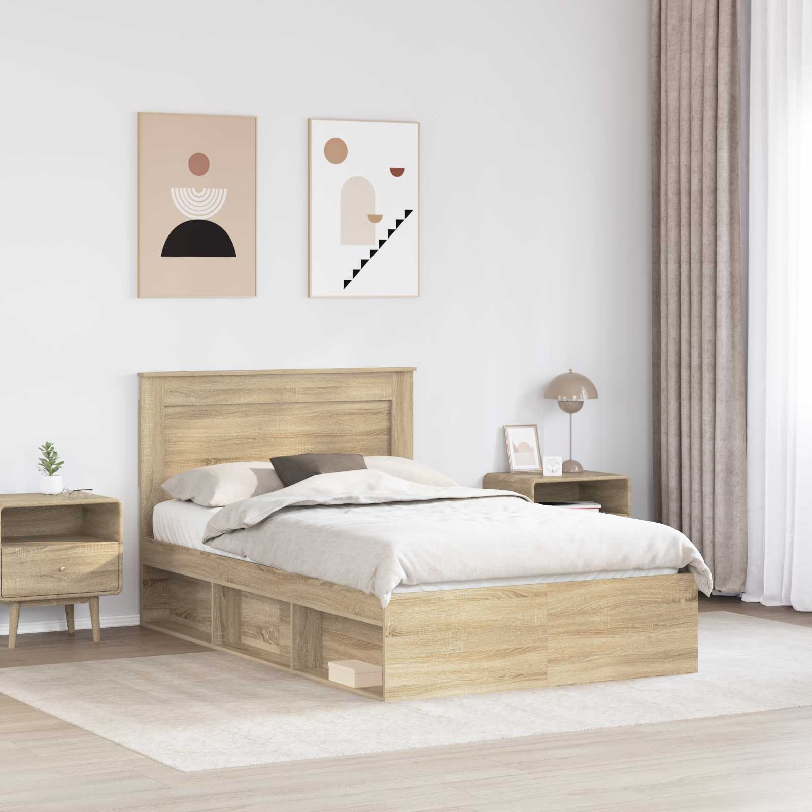Bedframe met hoofdeinde Sonoma 120 x 190 cm Massief grenenhout is nu te koop bij PeponiXL, paradijselijk wonen!
