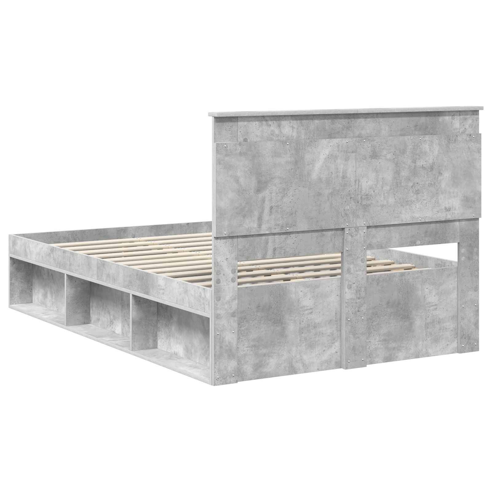 Bedframe met hoofdeinde Beton 120 x 190 cm Massief grenenhout is nu te koop bij PeponiXL, paradijselijk wonen!