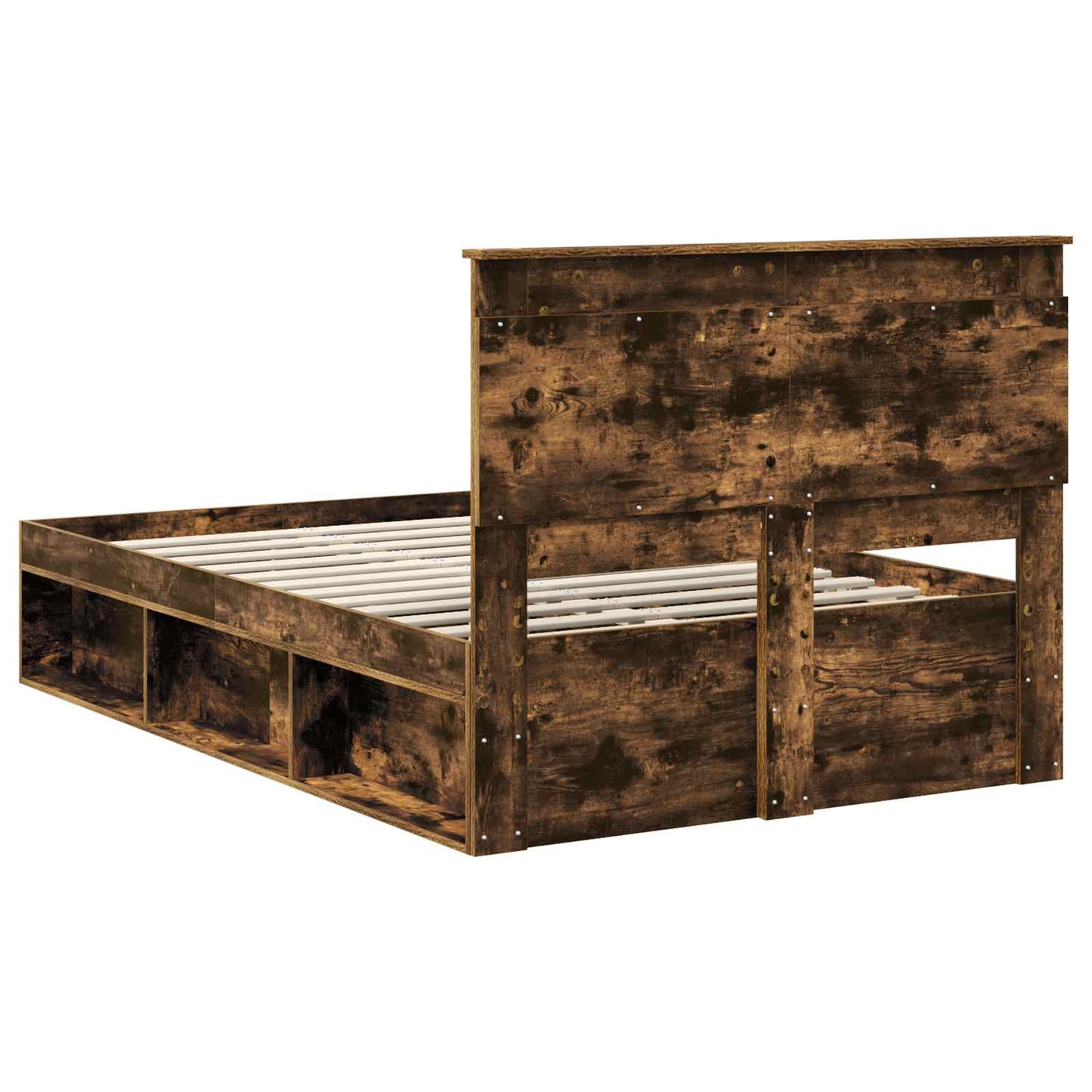Bedframe met lade Gerookt eiken 120 x 190 cm Massief grenenhout is nu te koop bij PeponiXL, paradijselijk wonen!