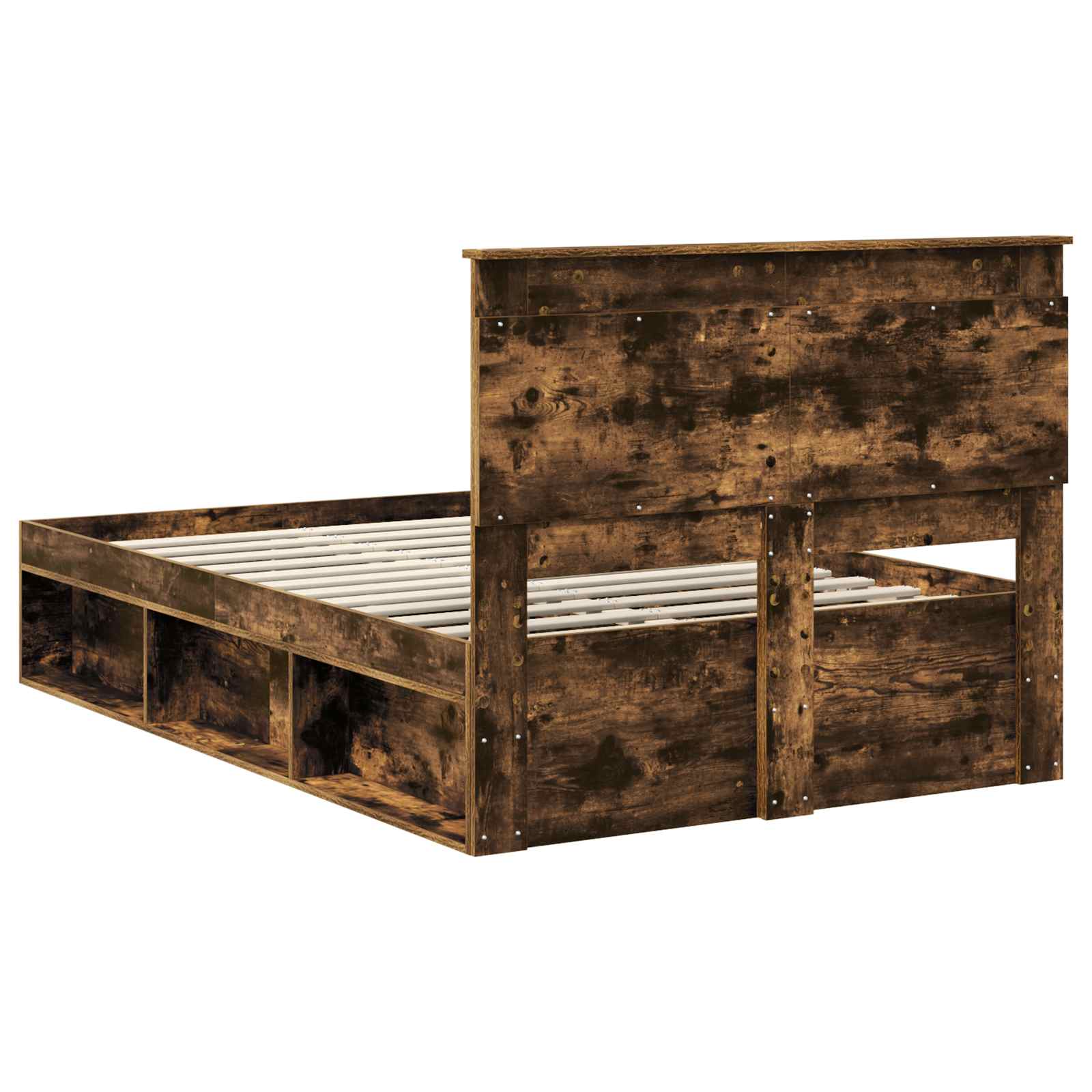 Bedframe met lade Gerookt eiken 120 x 190 cm Massief grenenhout is nu te koop bij PeponiXL, paradijselijk wonen!