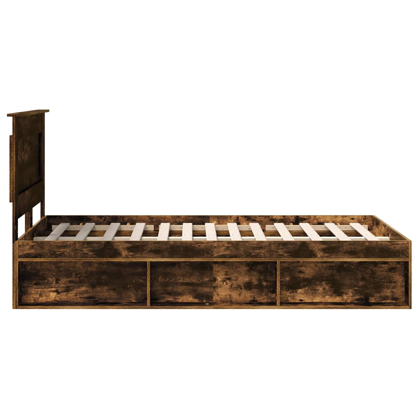 Bedframe met lade Gerookt eiken 120 x 190 cm Massief grenenhout is nu te koop bij PeponiXL, paradijselijk wonen!