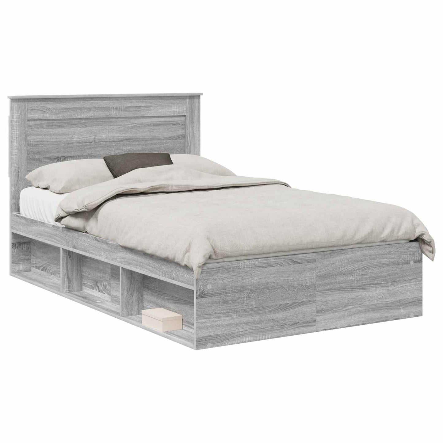 Bedframe met lade Grijs Sonoma 120 x 190 cm Massief grenenhout is nu te koop bij PeponiXL, paradijselijk wonen!