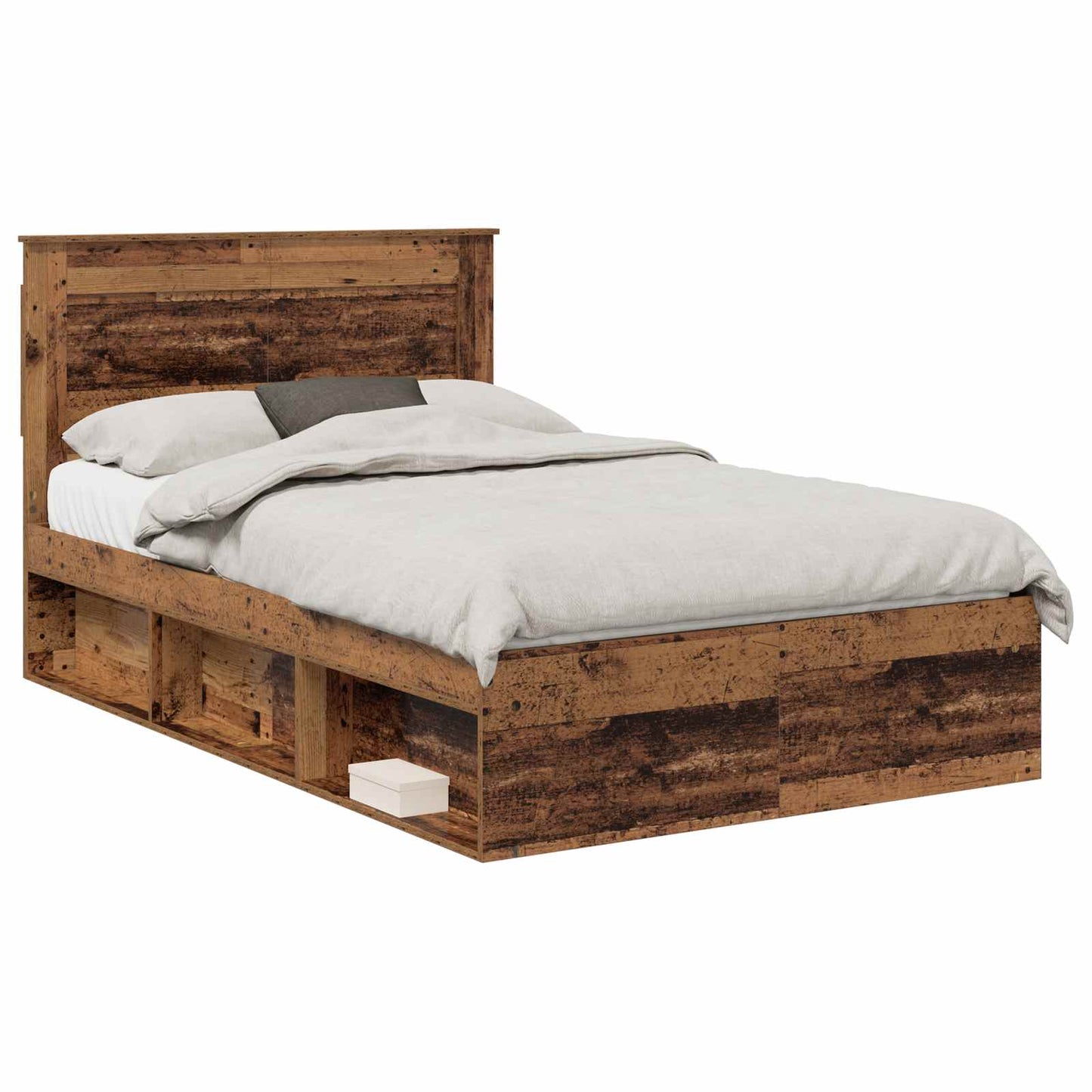 Bedframe met hoofdeinde Oudhout 120 x 190 cm Massief grenenhout is nu te koop bij PeponiXL, paradijselijk wonen!