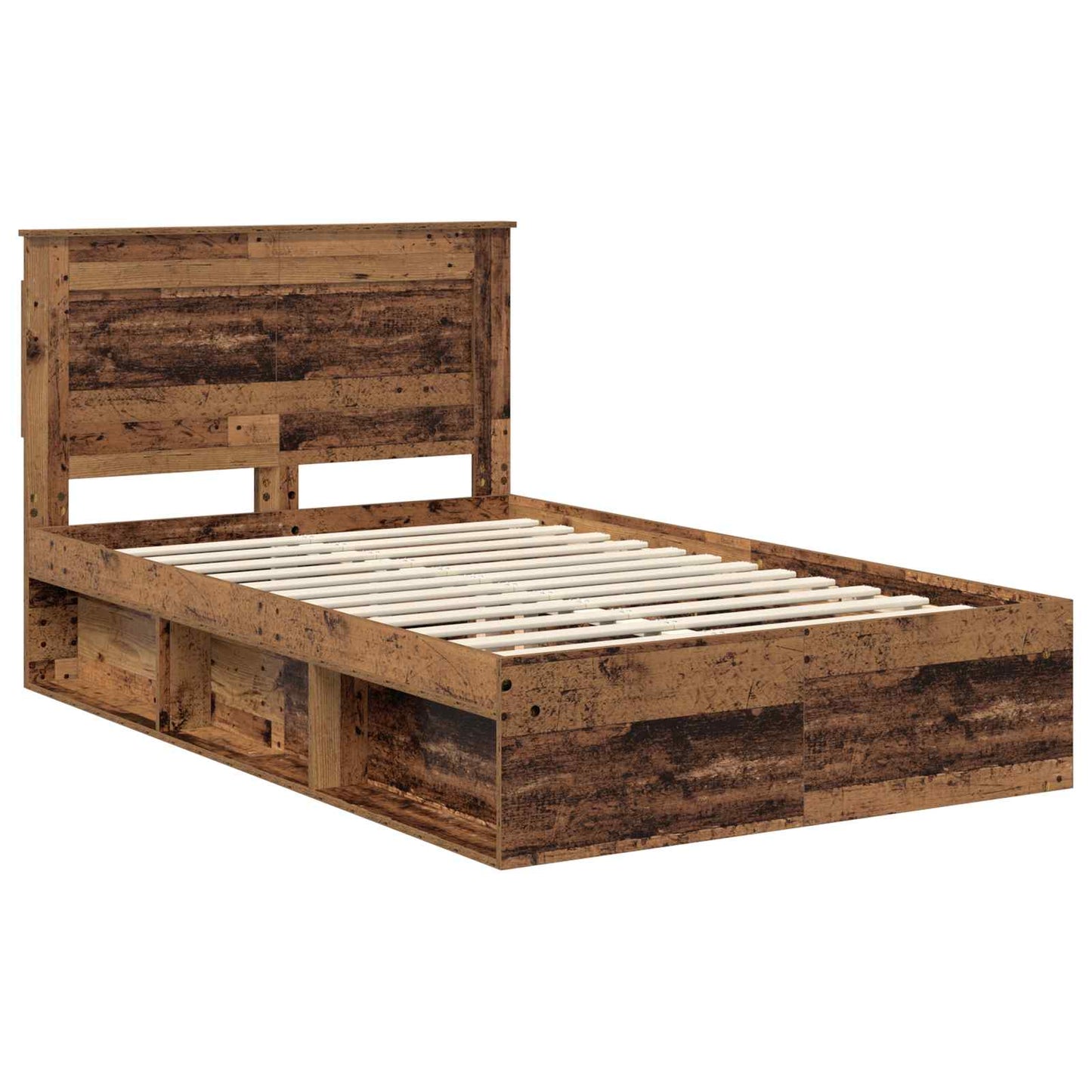 Bedframe met hoofdeinde Oudhout 120 x 190 cm Massief grenenhout is nu te koop bij PeponiXL, paradijselijk wonen!