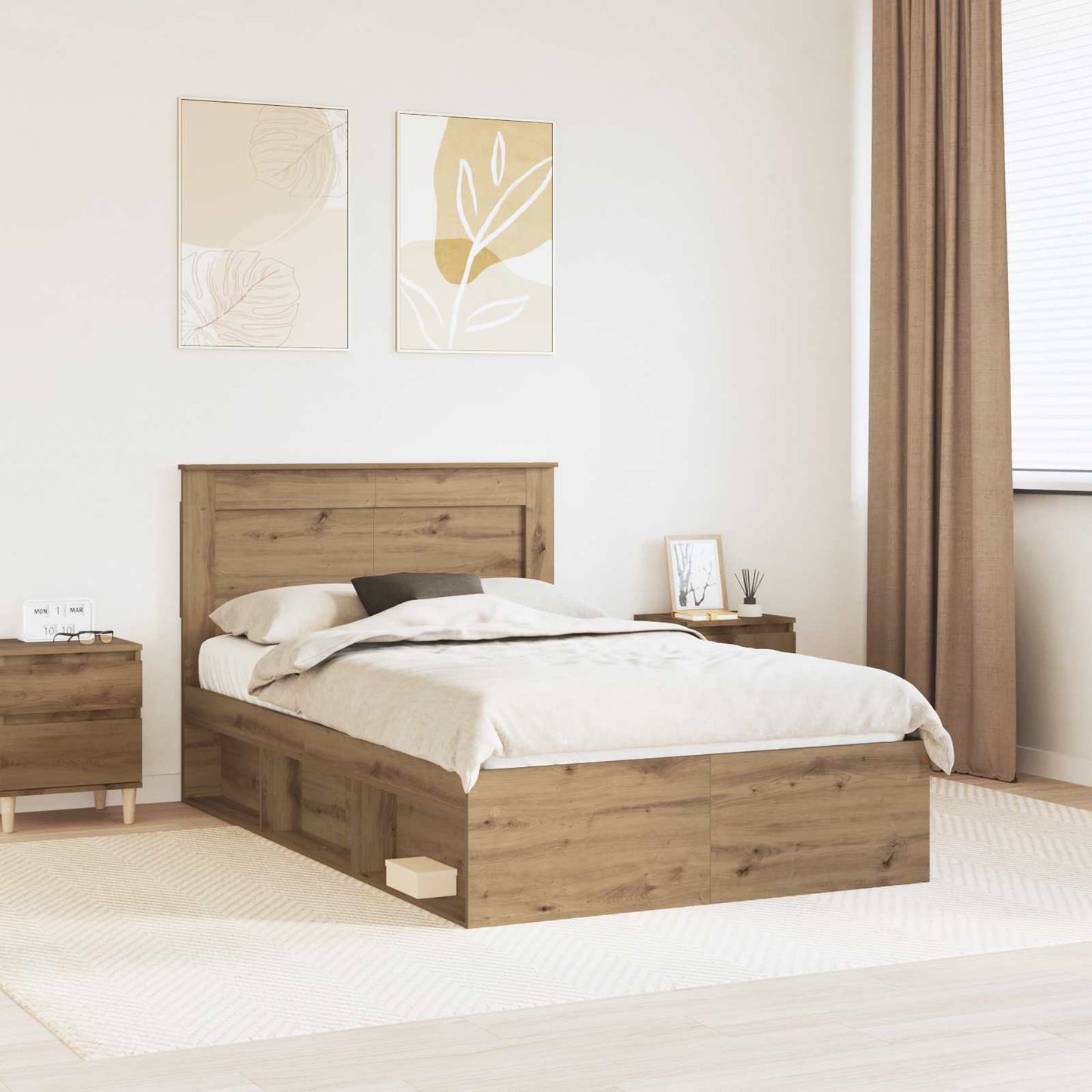 Bedframe Ambachtelijk eiken 120 x 190 cm Massief grenenhout is nu te koop bij PeponiXL, paradijselijk wonen!