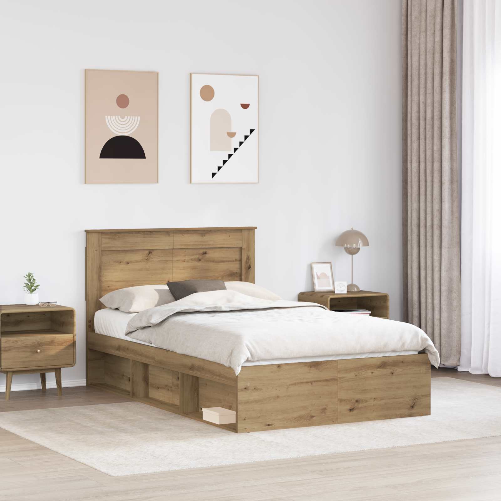Bedframe Ambachtelijk eiken 120 x 190 cm Massief grenenhout is nu te koop bij PeponiXL, paradijselijk wonen!