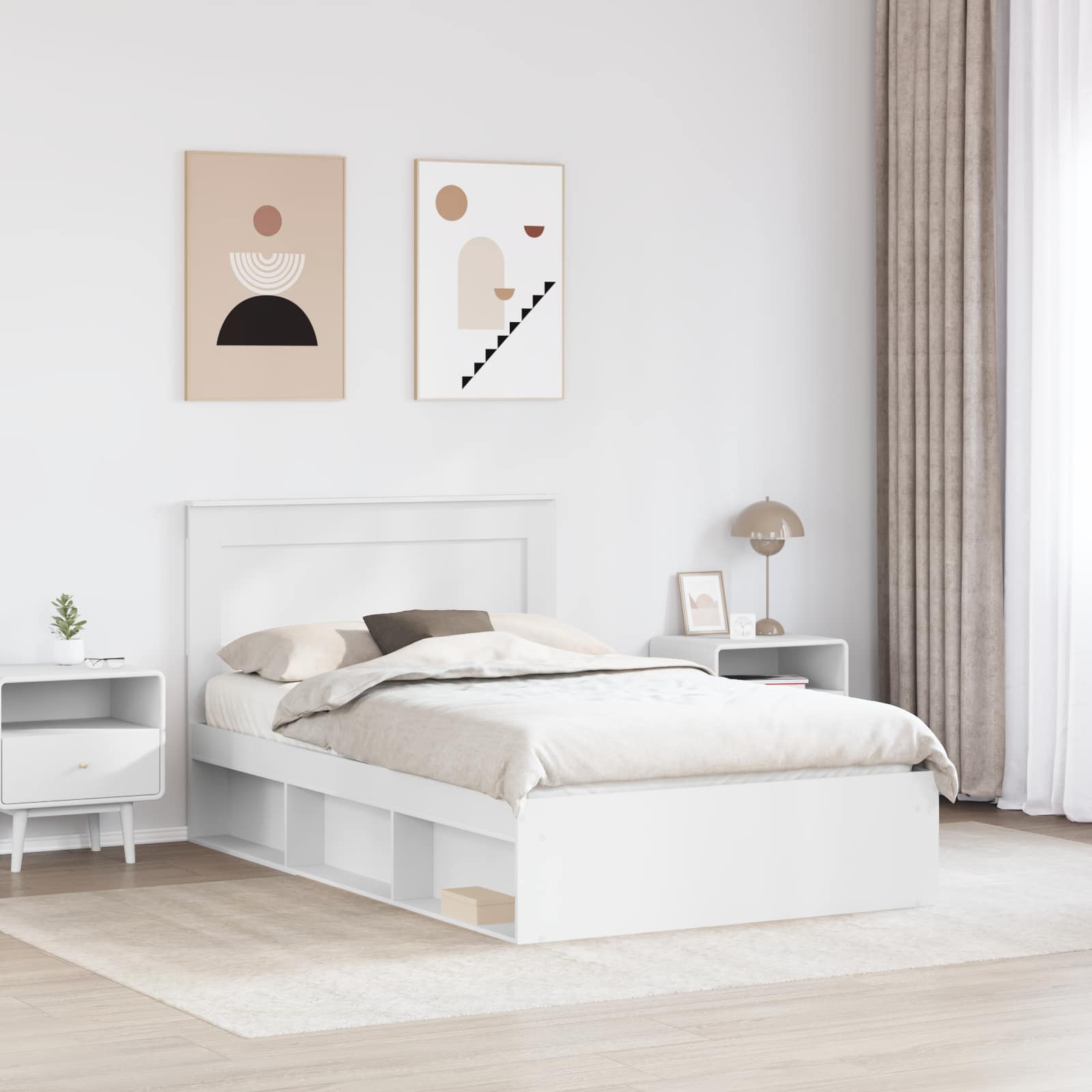 Bedframe met hoofdeinde Wit 120 x 200 cm Massief grenenhout is nu te koop bij PeponiXL, paradijselijk wonen!