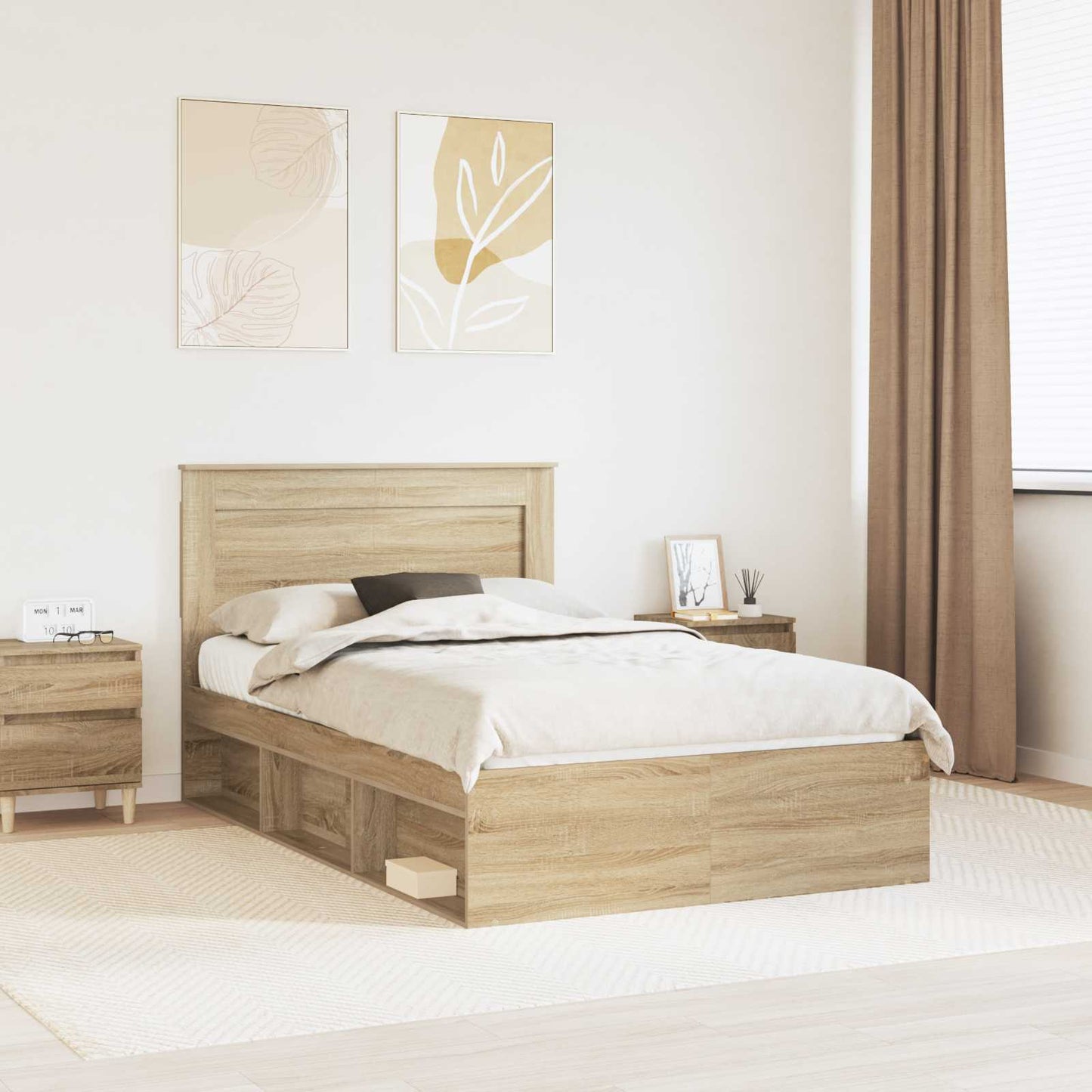 Bedframe met hoofdeinde Sonoma 120 x 200 cm Massief grenenhout is nu te koop bij PeponiXL, paradijselijk wonen!