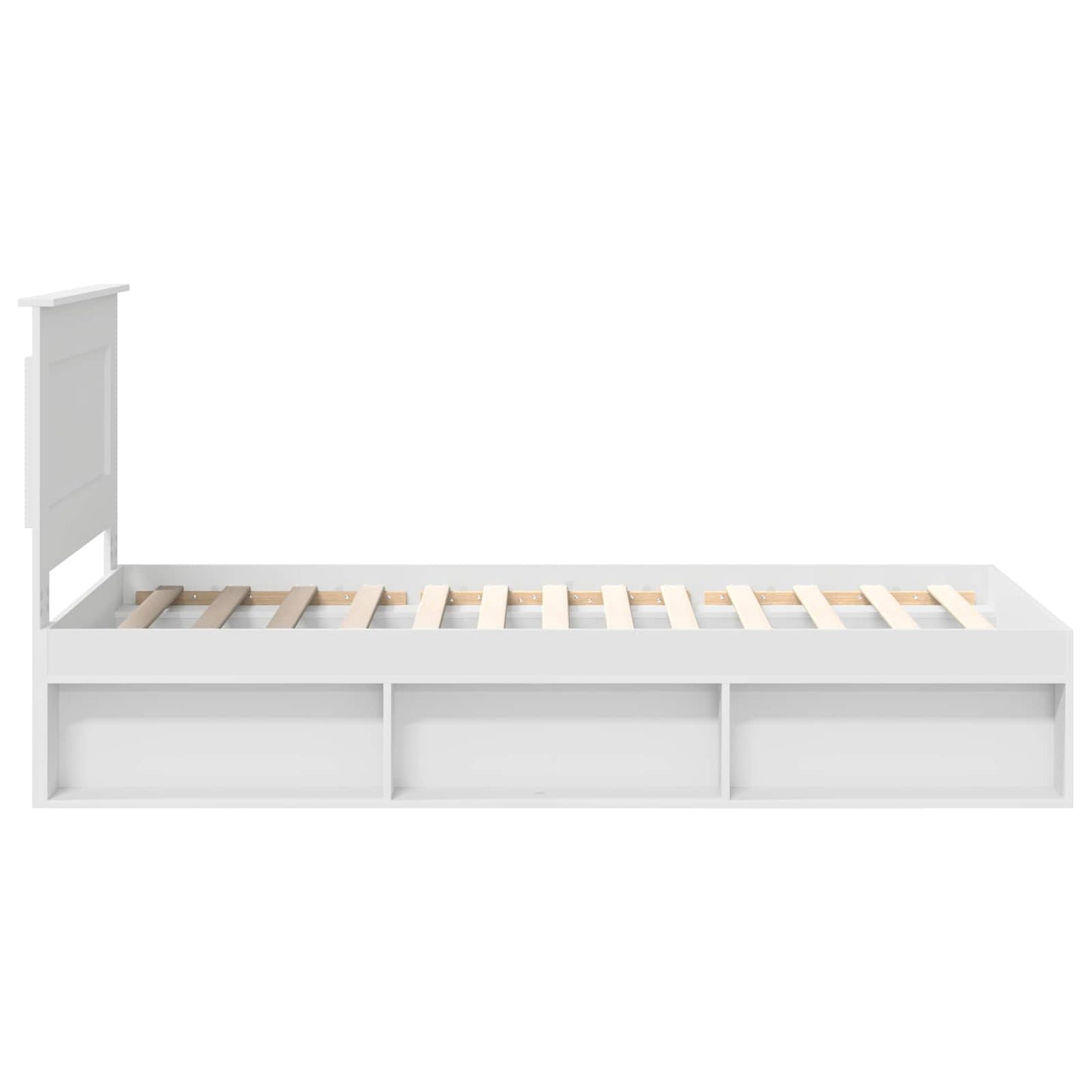 Bedframe met hoofdeinde Wit 100 x 200 cm Massief grenenhout is nu te koop bij PeponiXL, paradijselijk wonen!